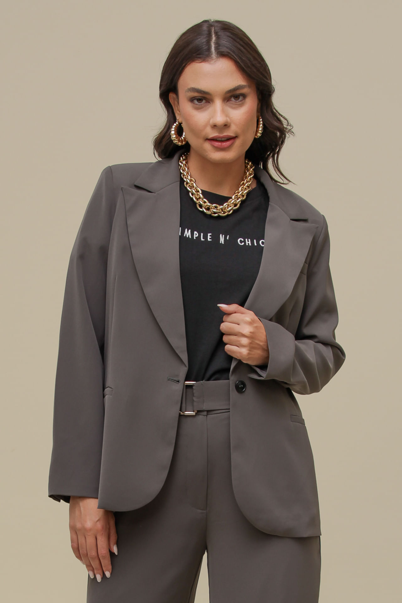 9036380 - Blazer Alfaiataria Alongado CINZA