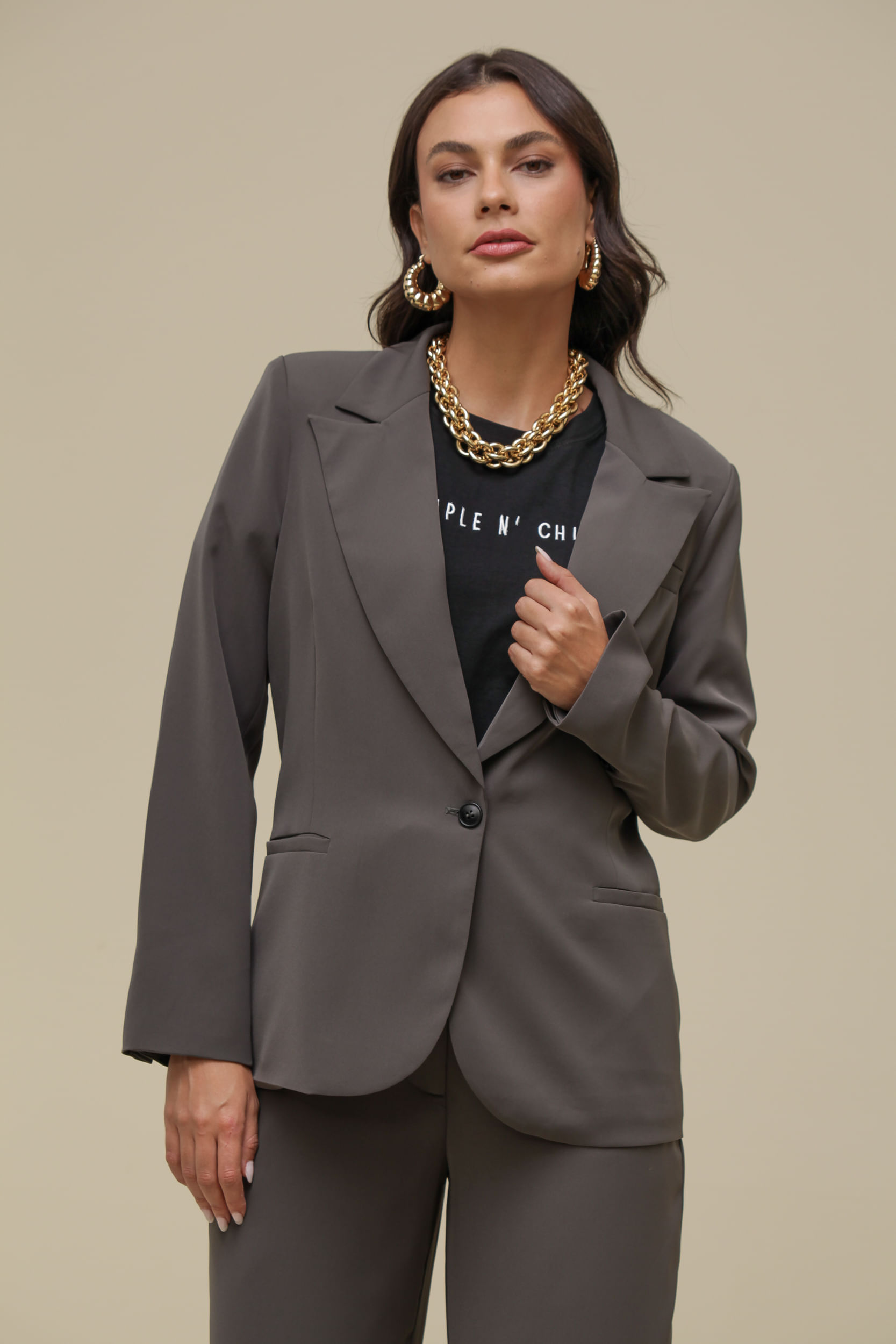 9036380 - Blazer Alfaiataria Alongado CINZA 9036380 - Blazer Alfaiataria Alongado CINZA