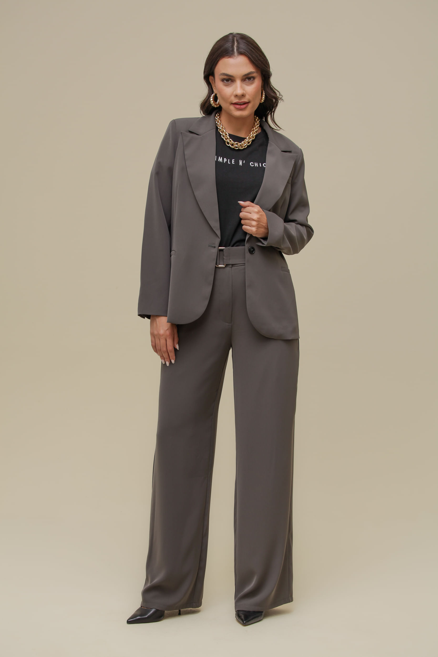 9036380 - Blazer Alfaiataria Alongado CINZA 9036380 - Blazer Alfaiataria Alongado CINZA