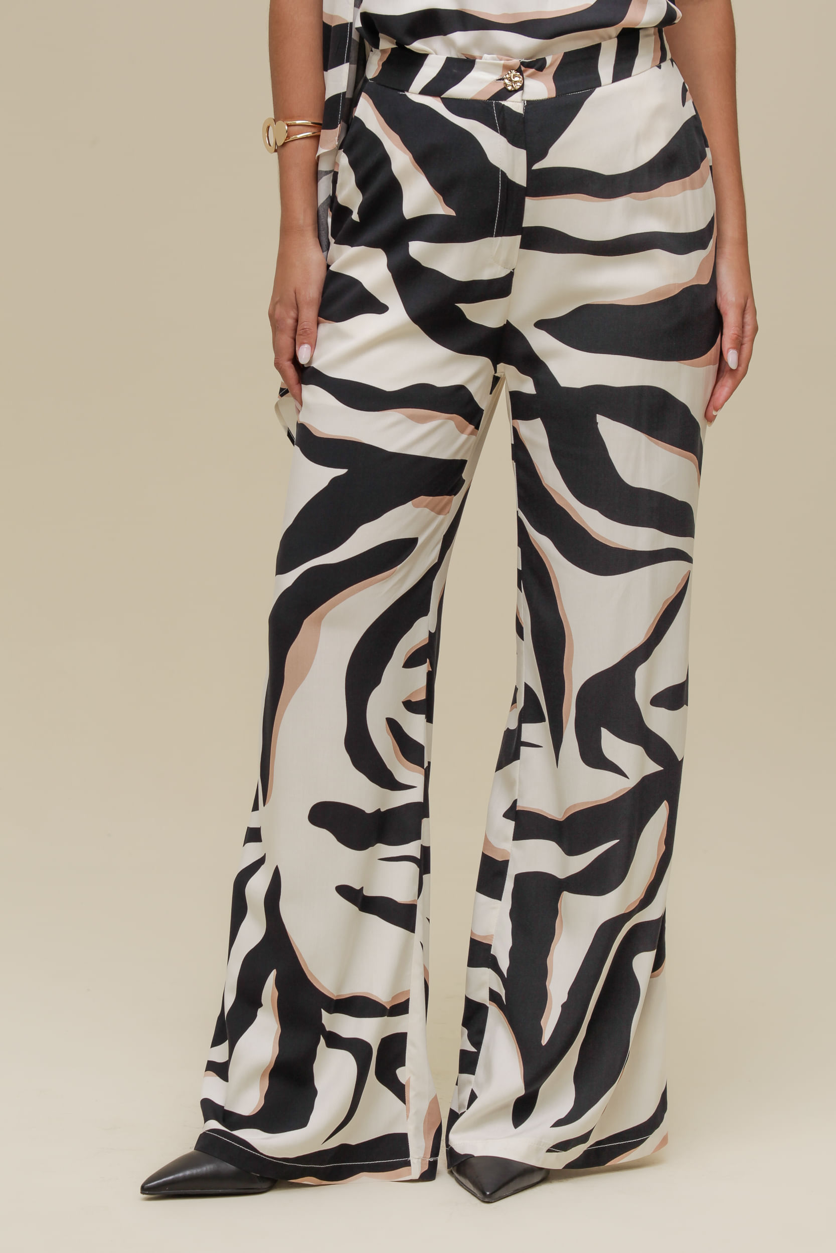 9036753 - Calça Pantalona Estampada BEGE 9036753 - Calça Pantalona Estampada BEGE