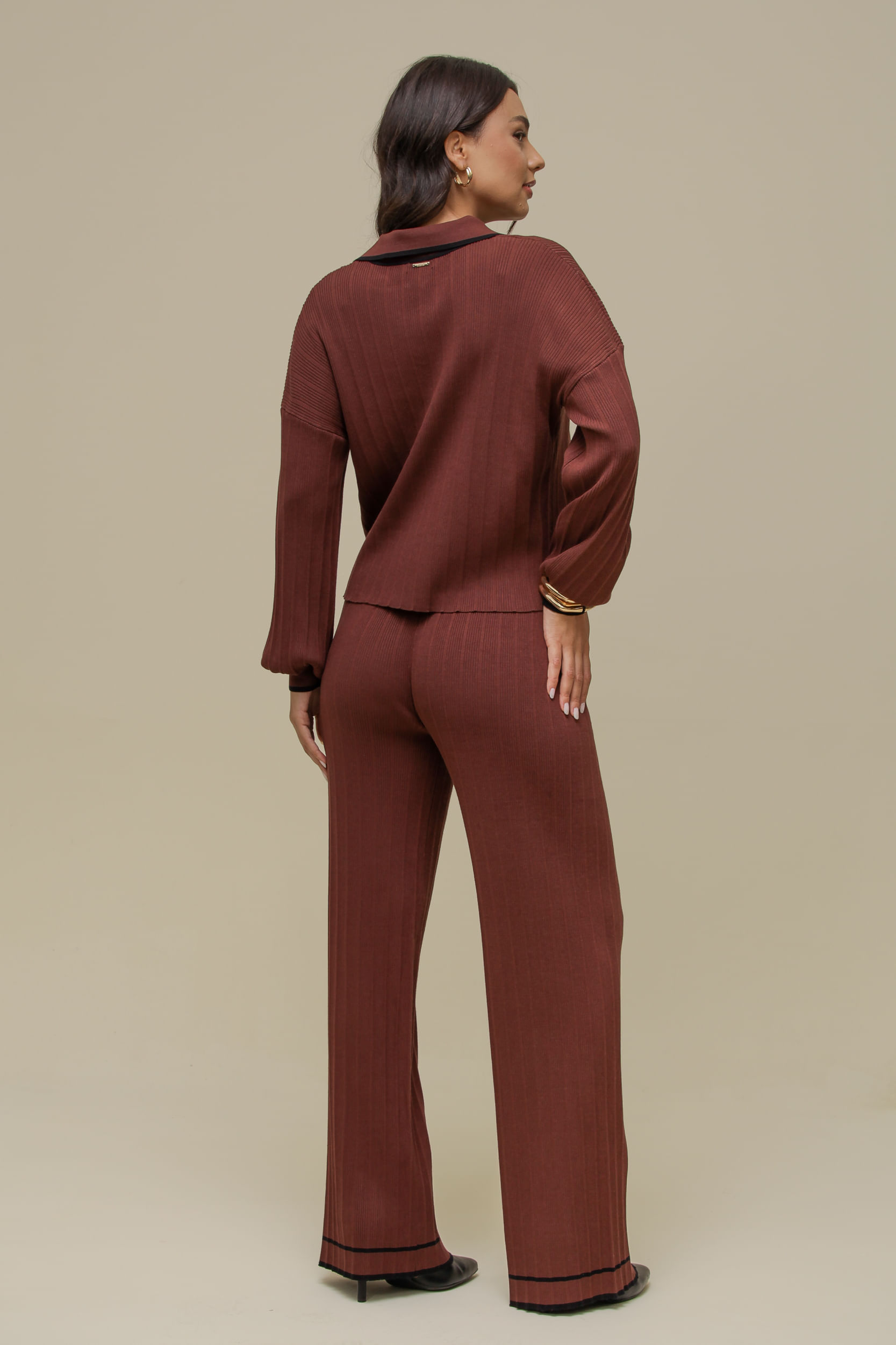 9036480 - Calça Tricô Reta MARROM 9036480 - Calça Tricô Reta MARROM