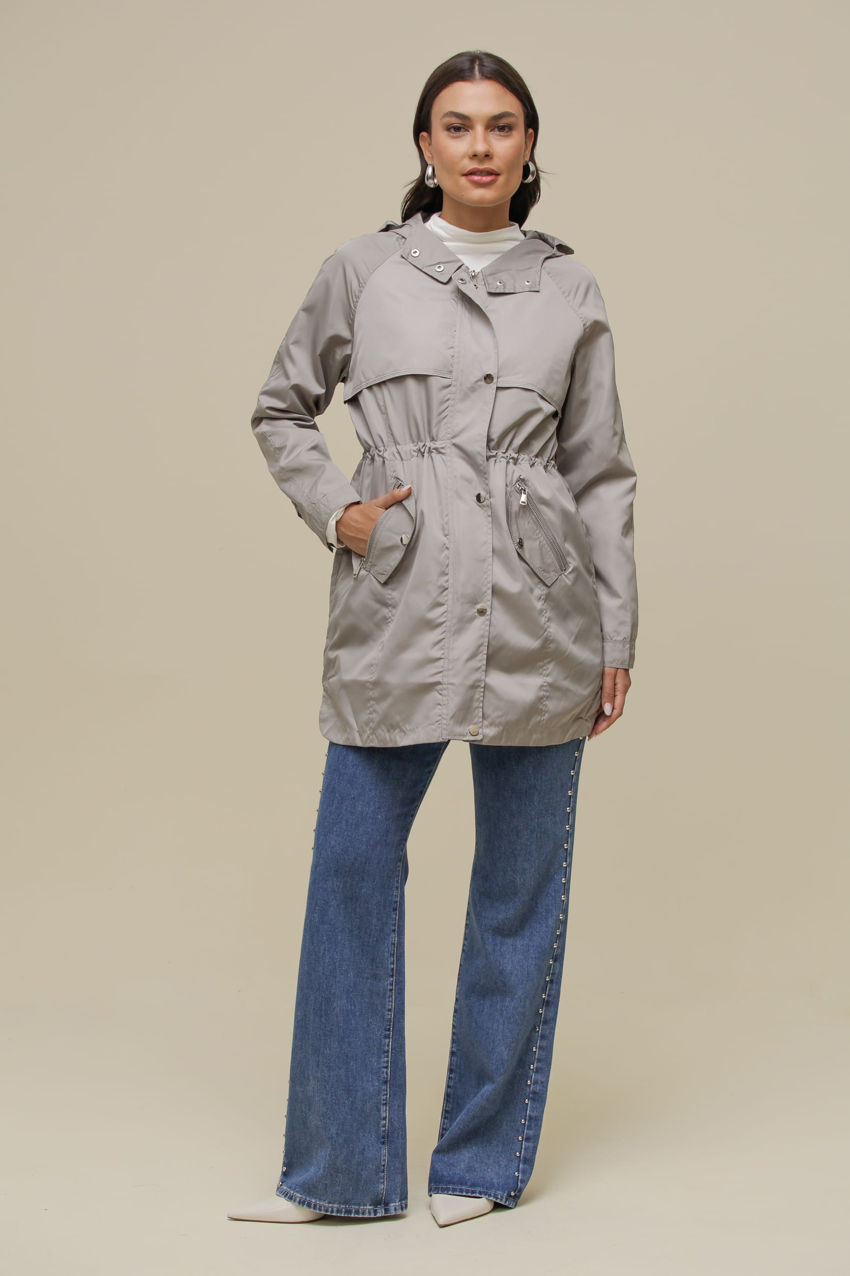 9034969 - Capa de Chuva Alongado CINZA