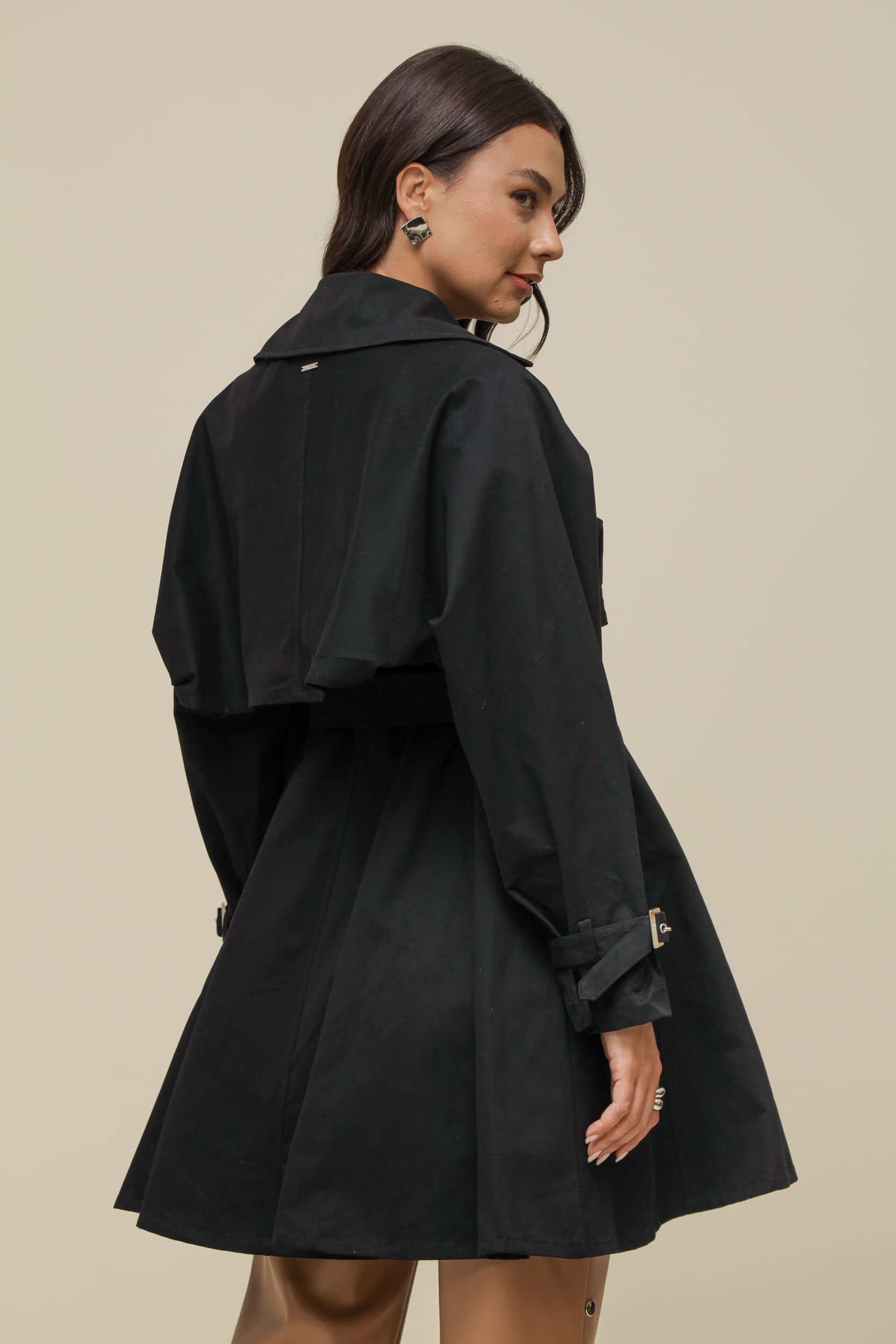 Casaco Trench Coat Cinto PRETO Casaco Trench Coat Cinto PRETO