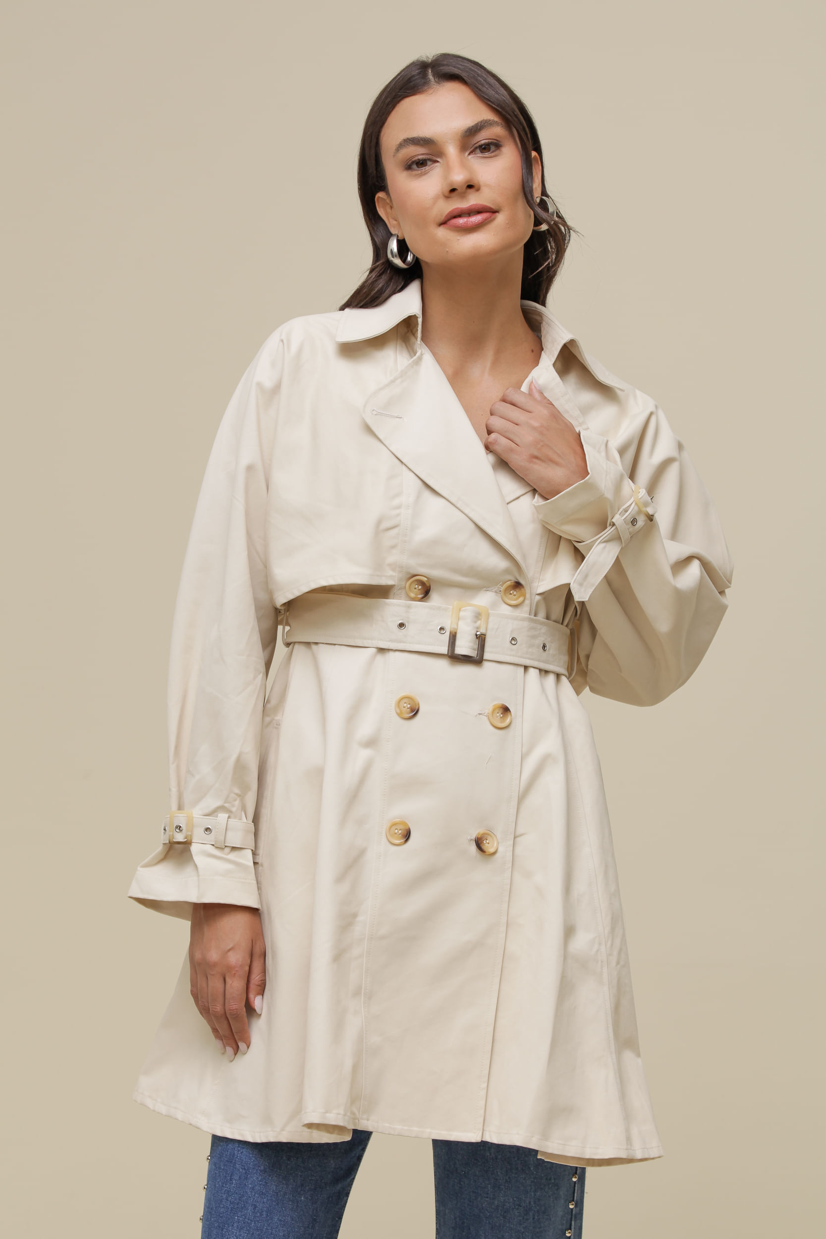 Casaco Trench Coat Cinto BEGE Casaco Trench Coat Cinto BEGE