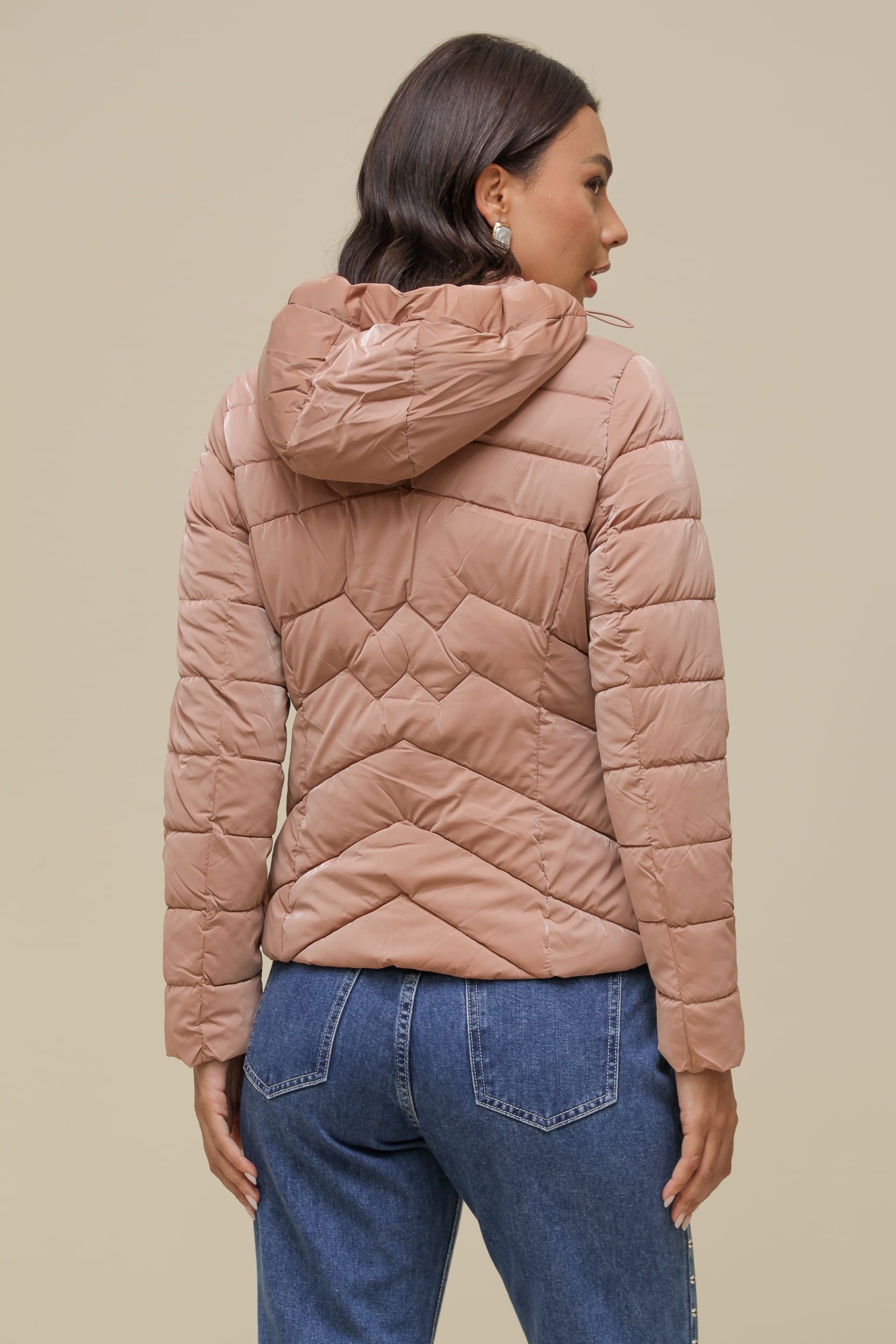 Jaqueta Puffer Basic Com Capuz ROSA BLUSH Jaqueta Puffer Basic Com Capuz ROSA BLUSH