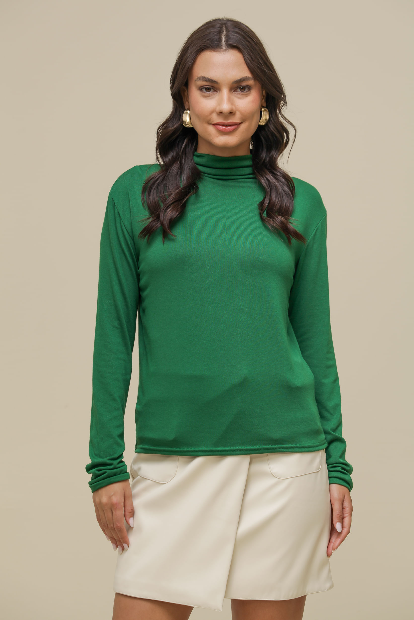 9034002 - Blusa Gola Alta Franzida VERDE 9034002 - Blusa Gola Alta Franzida VERDE