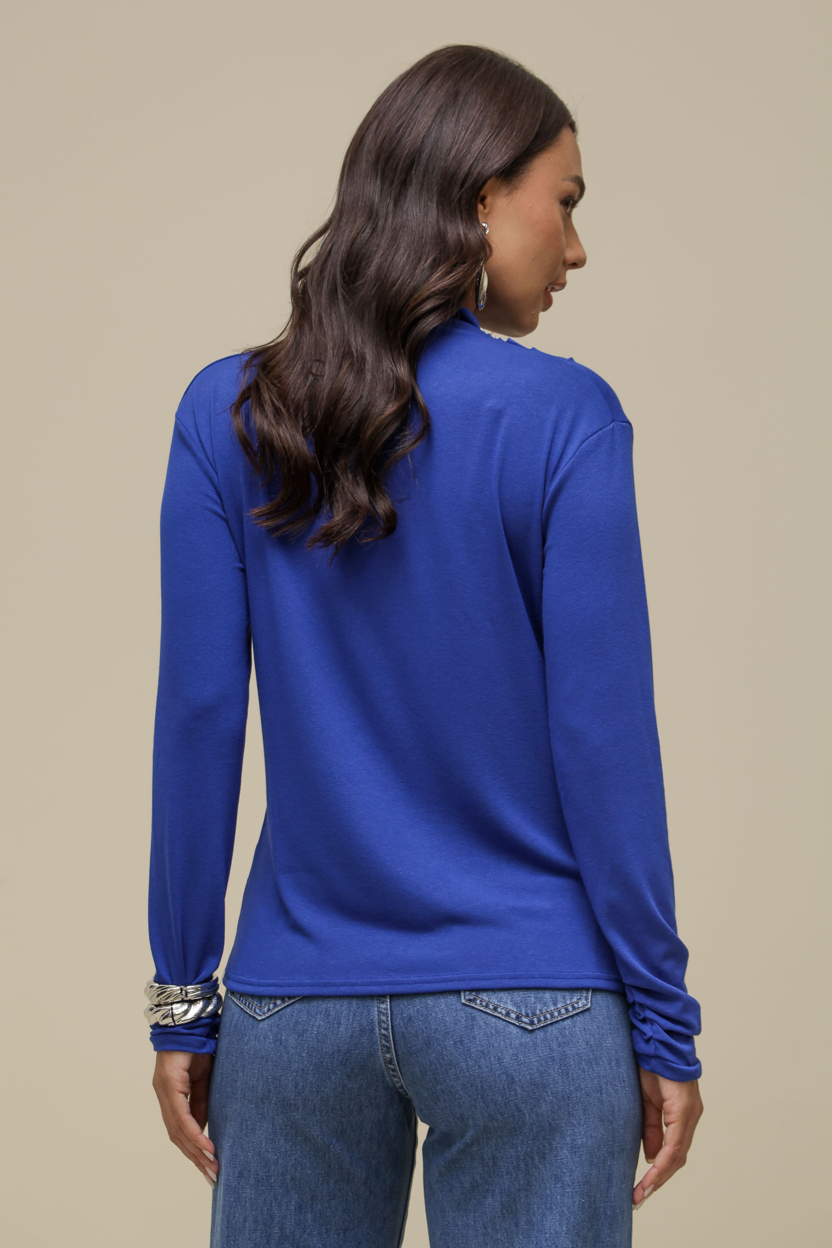 9034002 - Blusa Gola Alta Franzida AZUL 9034002 - Blusa Gola Alta Franzida AZUL
