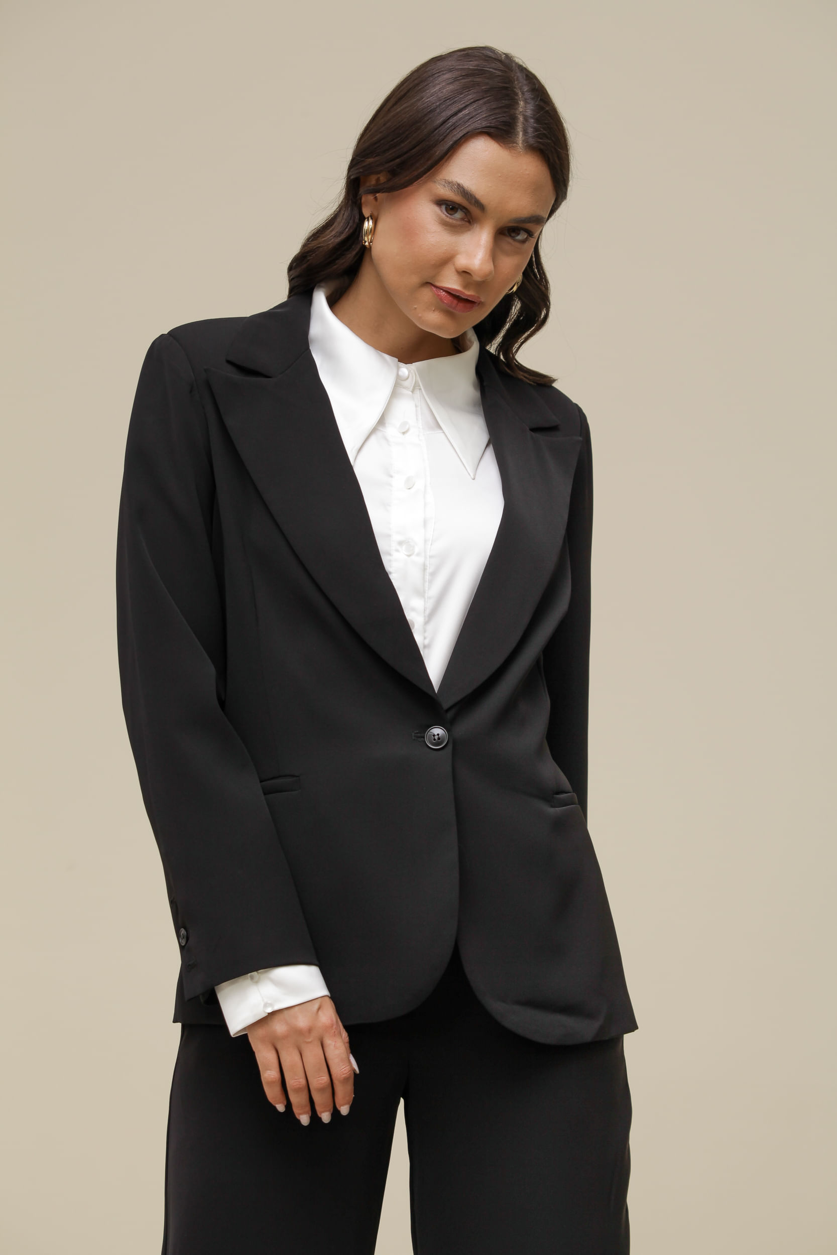 9036380 - Blazer Alfaiataria Alongado PRETO