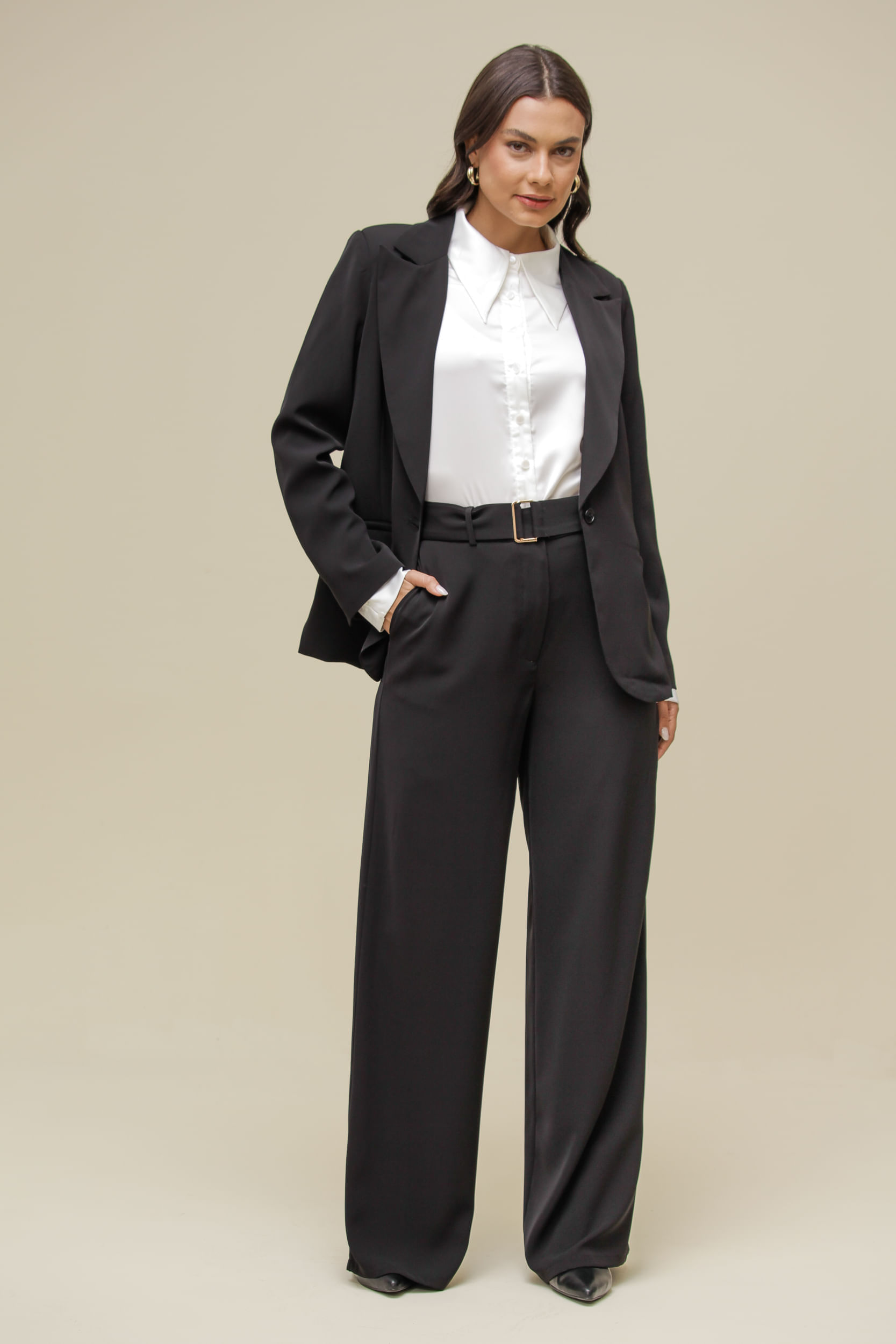 9036380 - Blazer Alfaiataria Alongado PRETO