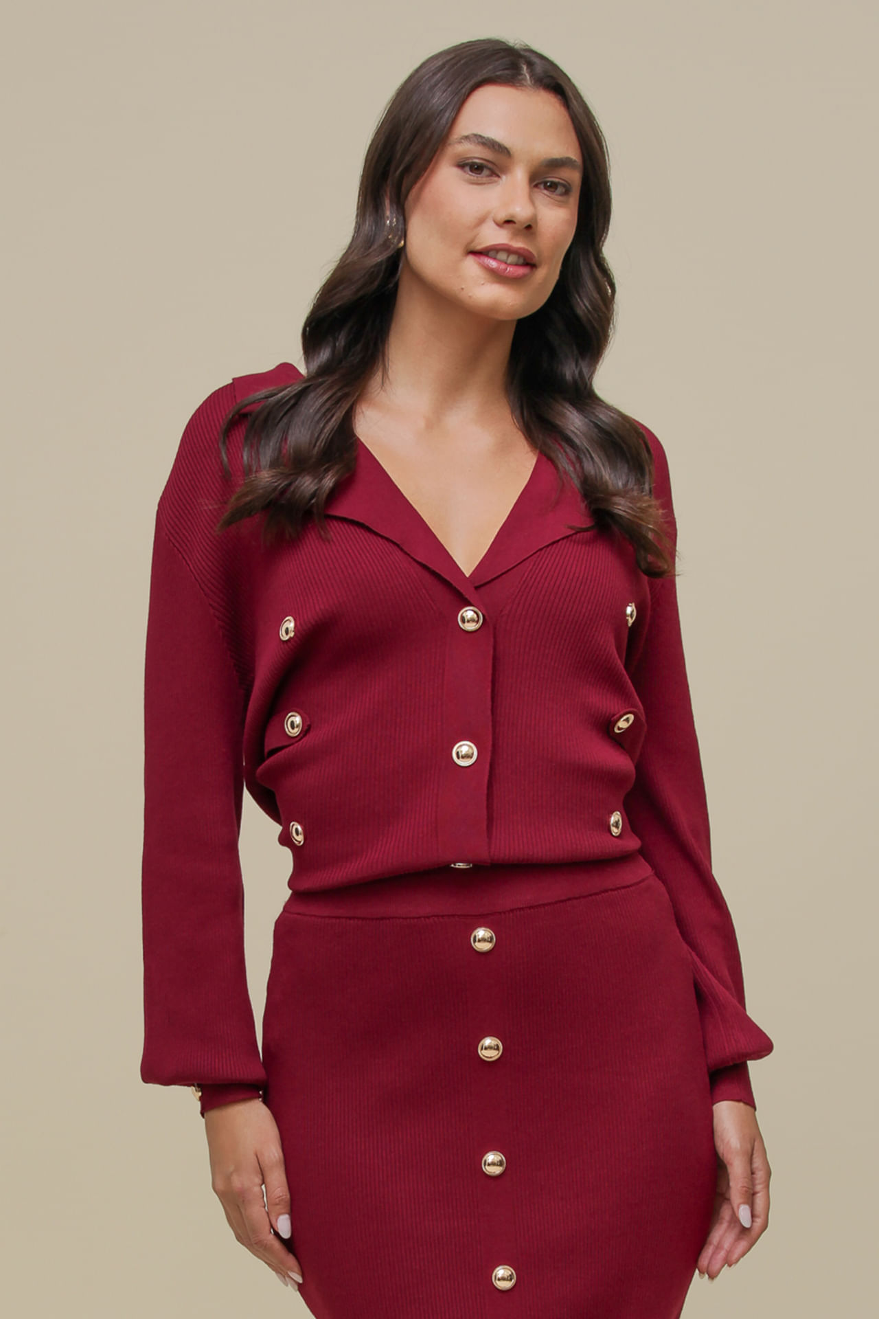 9036424 - Cardigan Tricô Botões CEREJA 9036424 - Cardigan Tricô Botões CEREJA