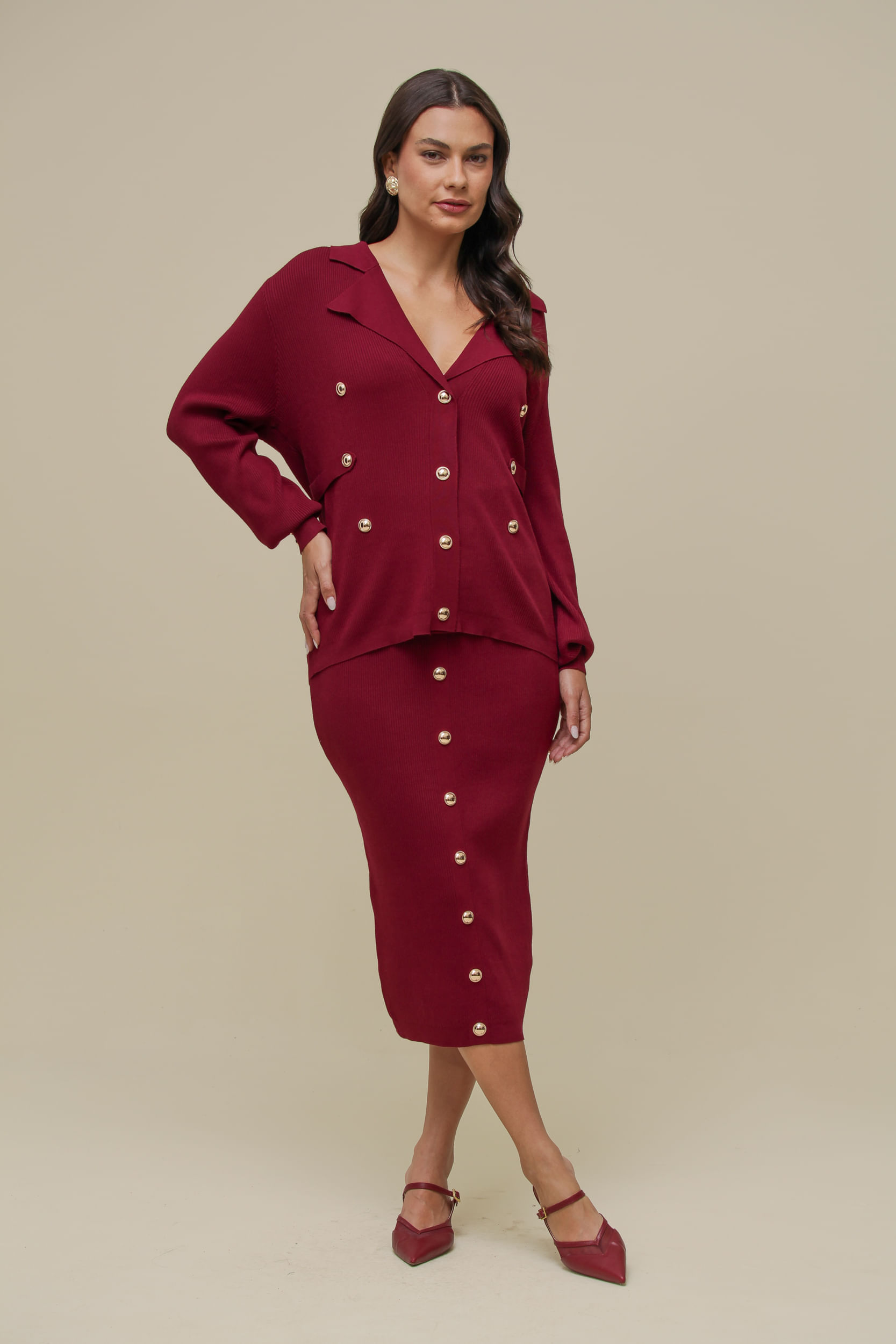 9036424 - Cardigan Tricô Botões CEREJA 9036424 - Cardigan Tricô Botões CEREJA