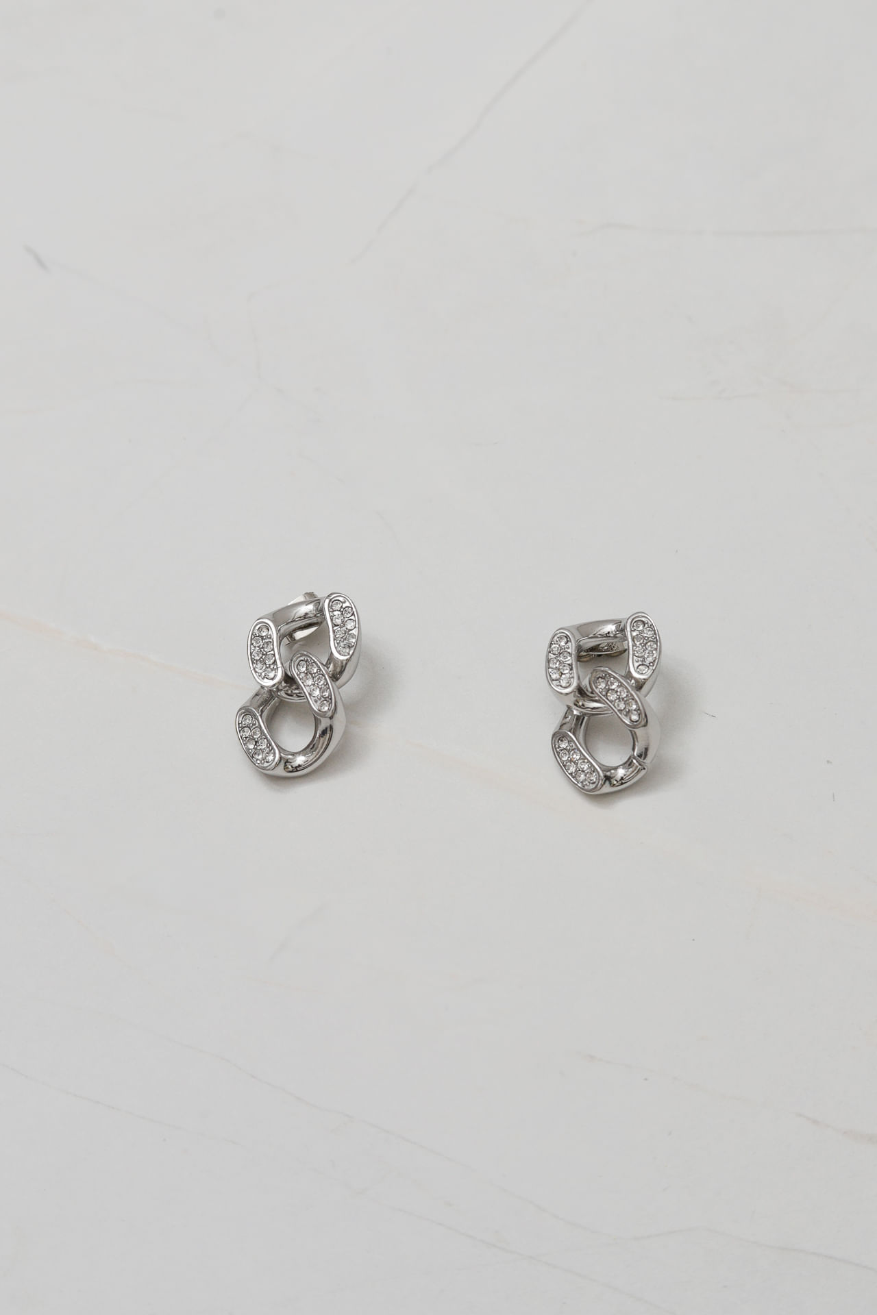 9036678 - Brinco Elo Duplo Strass  PRATA