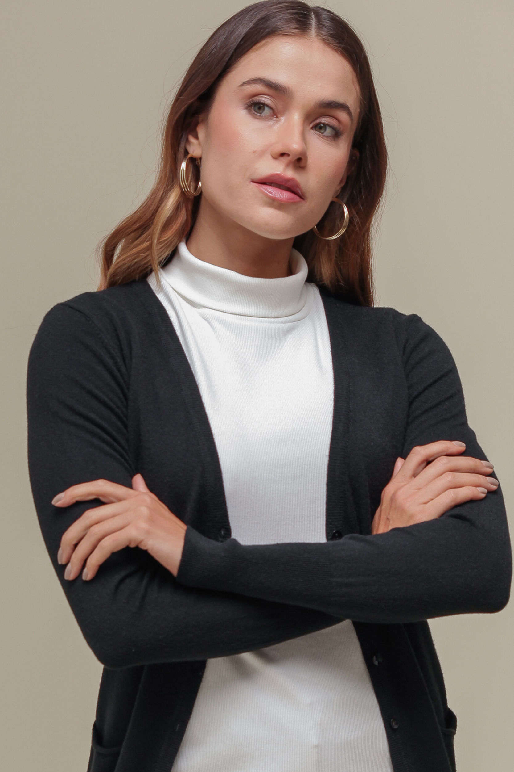 9034925 - Cardigan Tricô Alongado PRETO 9034925 - Cardigan Tricô Alongado PRETO