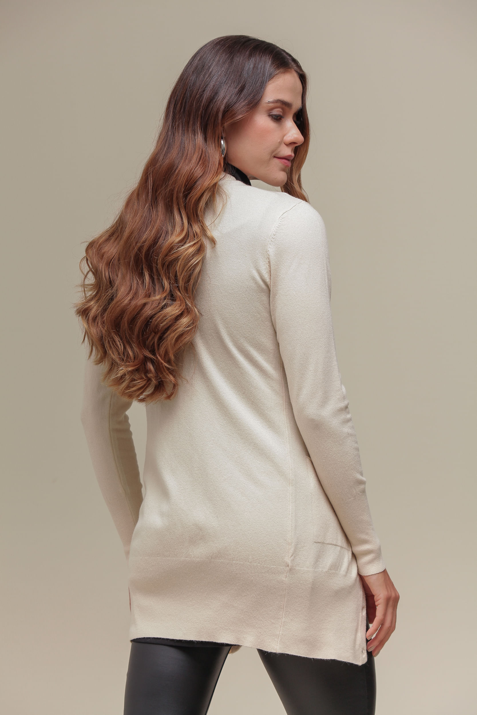 9034925 - Cardigan Tricô Alongado AREIA 9034925 - Cardigan Tricô Alongado AREIA