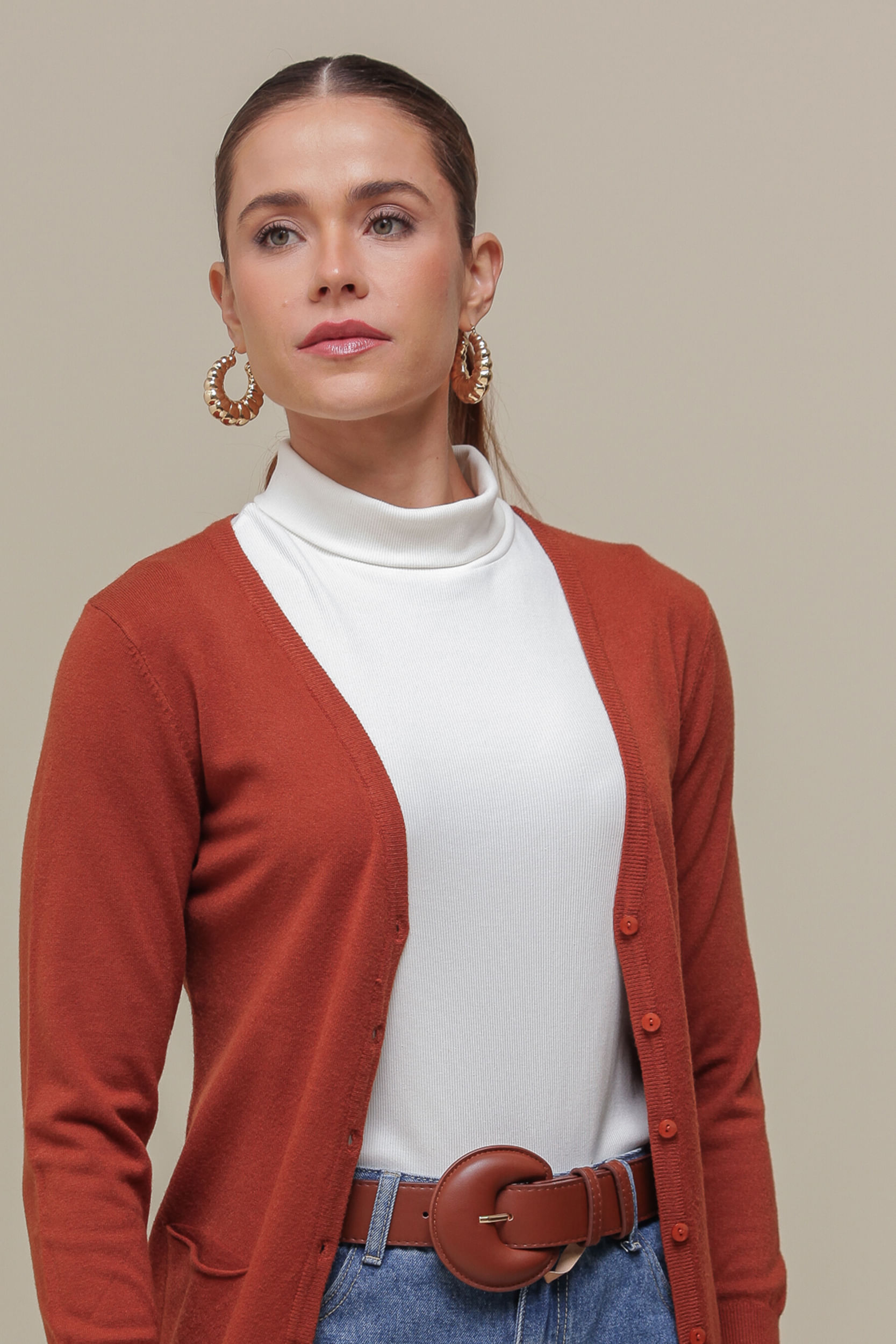 9034925 - Cardigan Tricô Alongado MARROM 9034925 - Cardigan Tricô Alongado MARROM