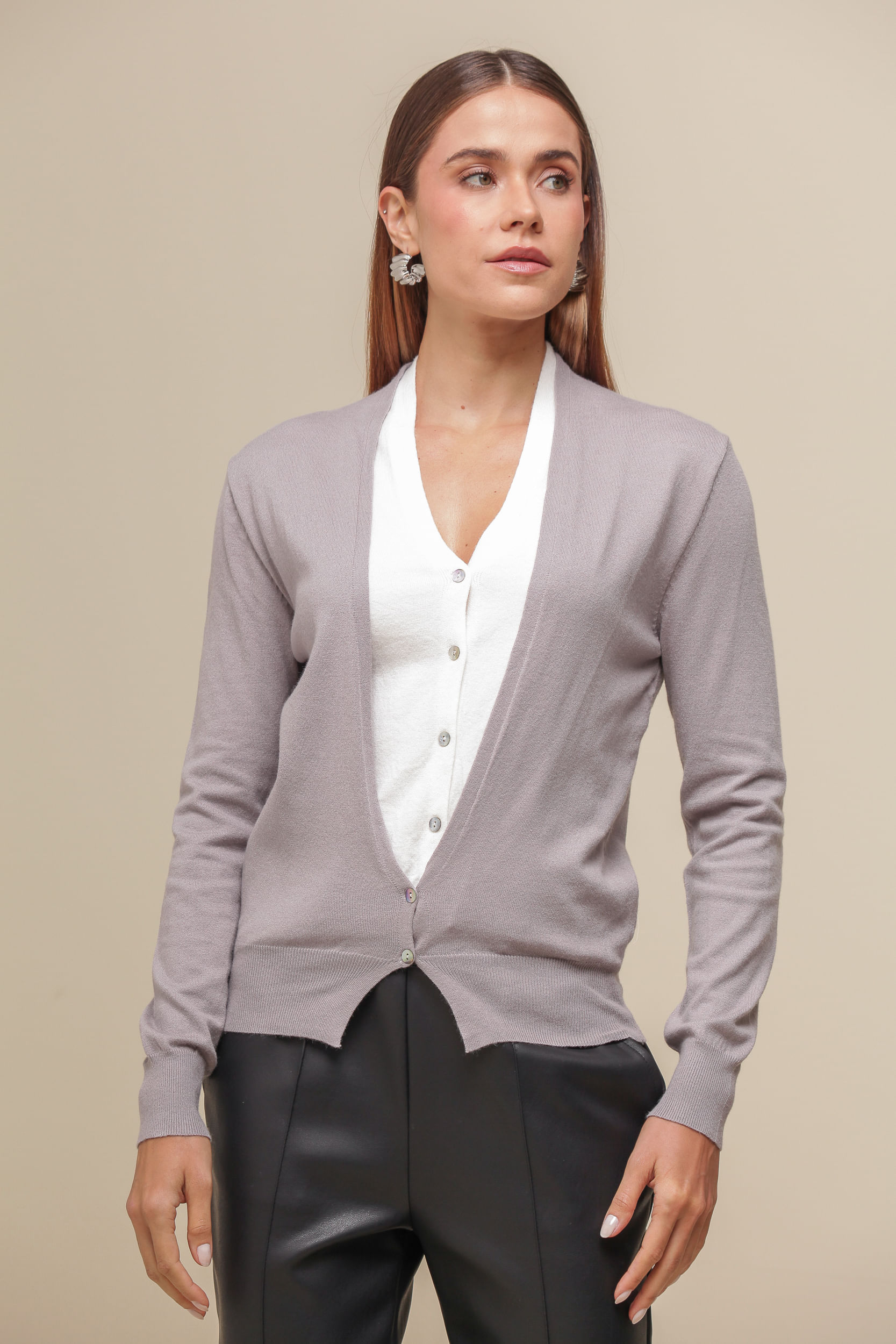 9035059 - Cardigan Tricô Duplo MESCLA
