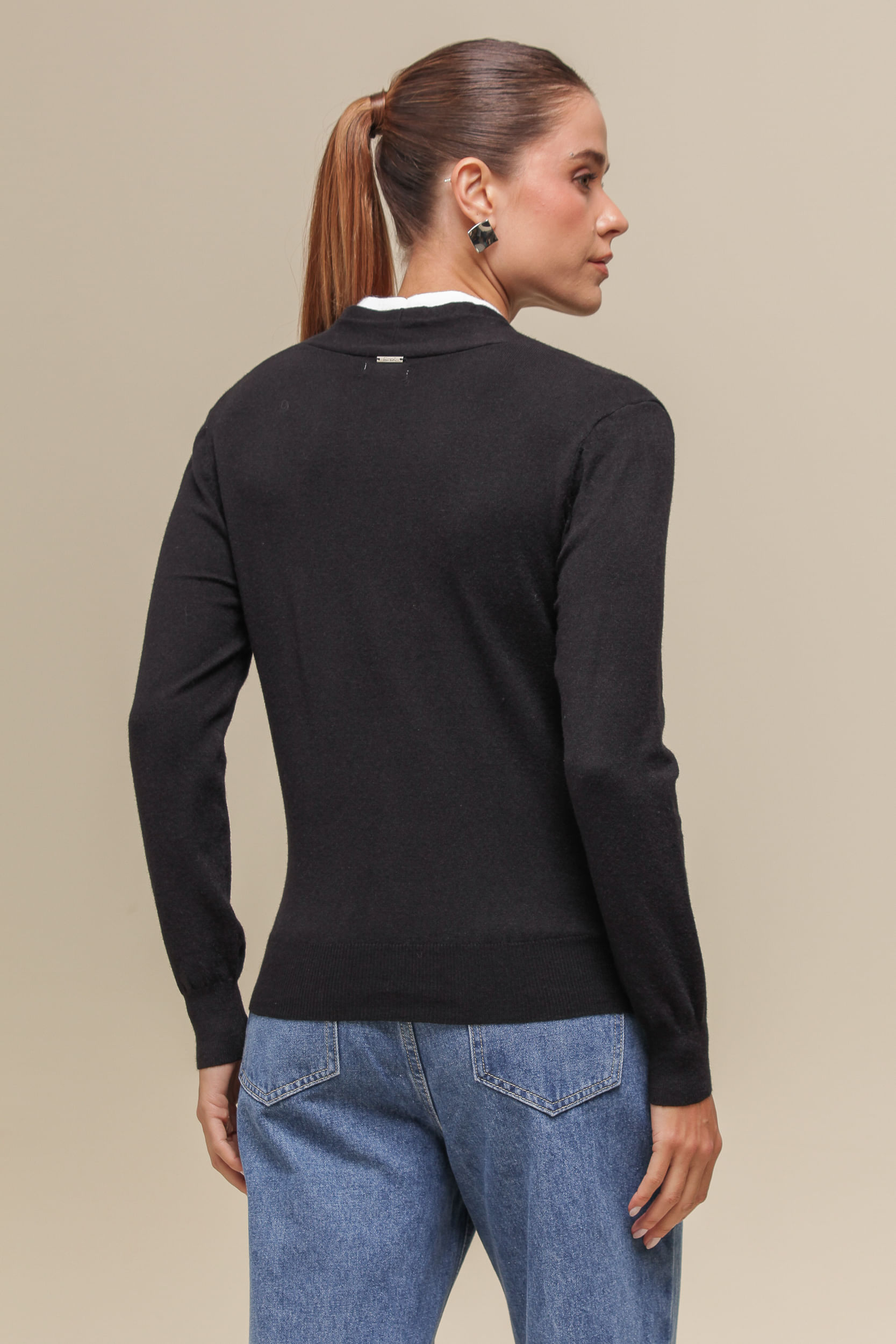 9035059 - Cardigan Tricô Duplo PRETO 9035059 - Cardigan Tricô Duplo PRETO