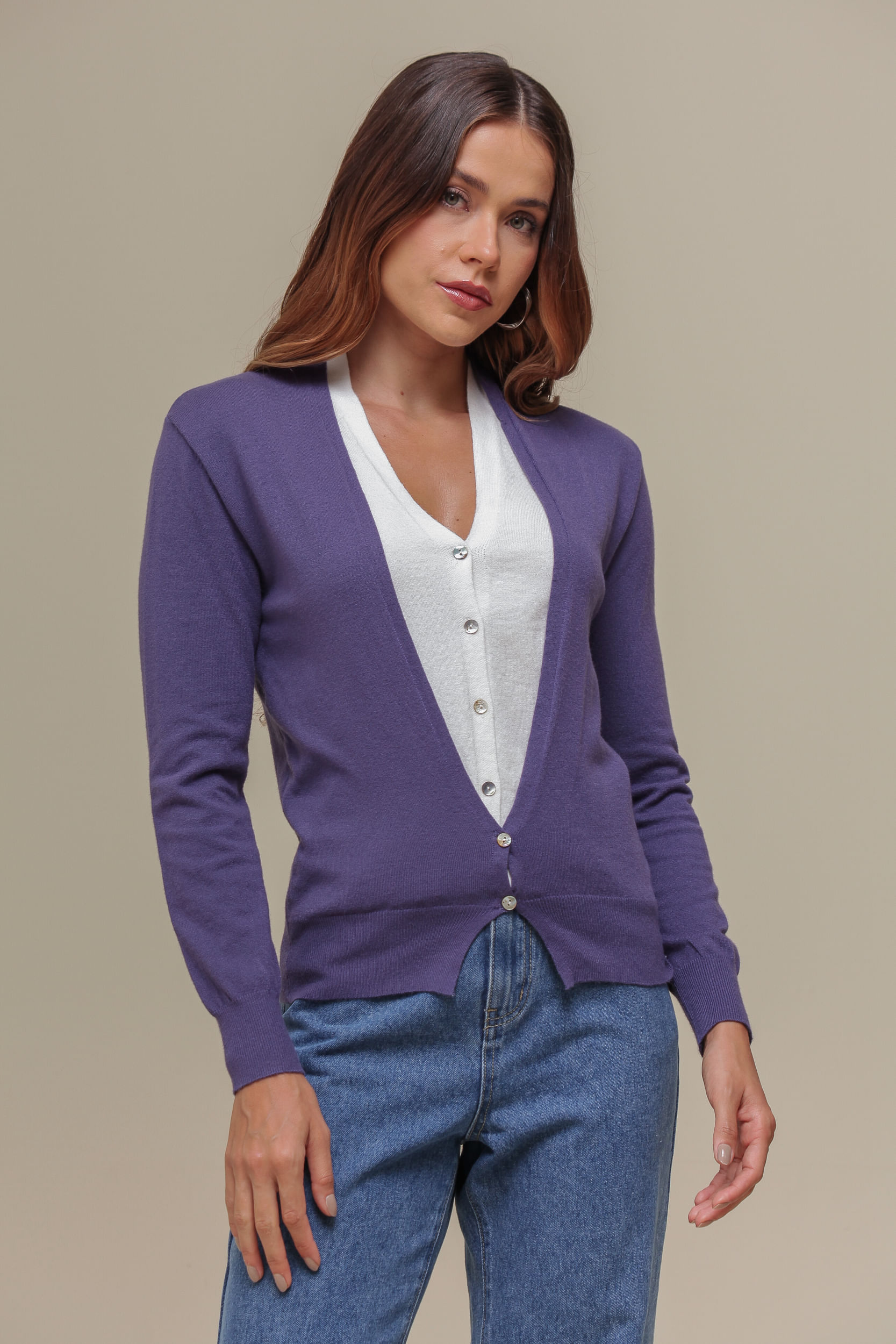9035059 - Cardigan Tricô Duplo MARINHO 