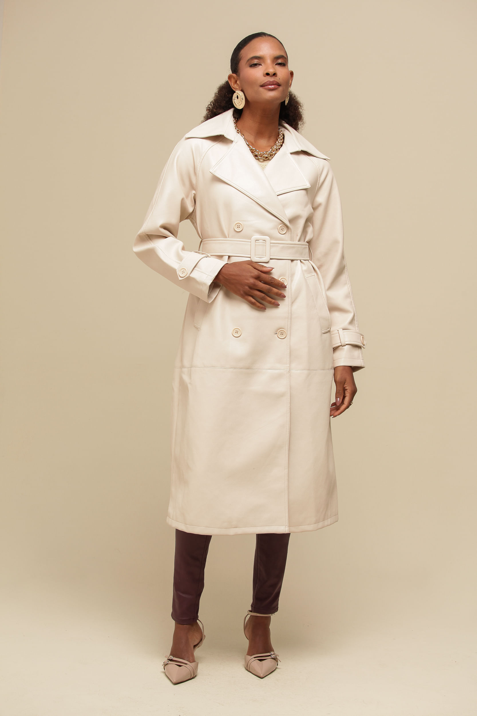 9035086 - Trench Coat Sobretudo PU   AREIA