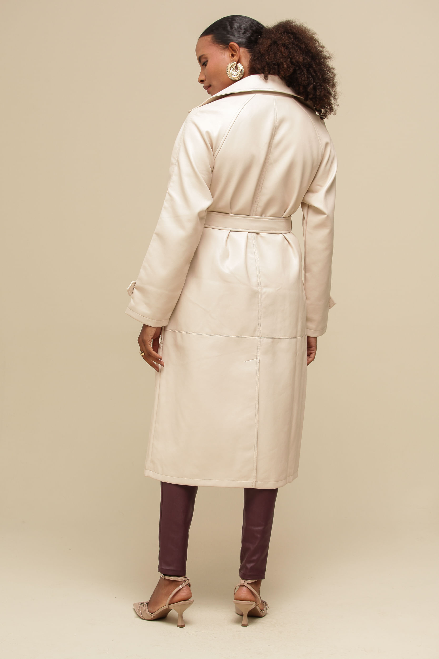 9035086 - Trench Coat Sobretudo PU AREIA 9035086 - Trench Coat Sobretudo PU AREIA