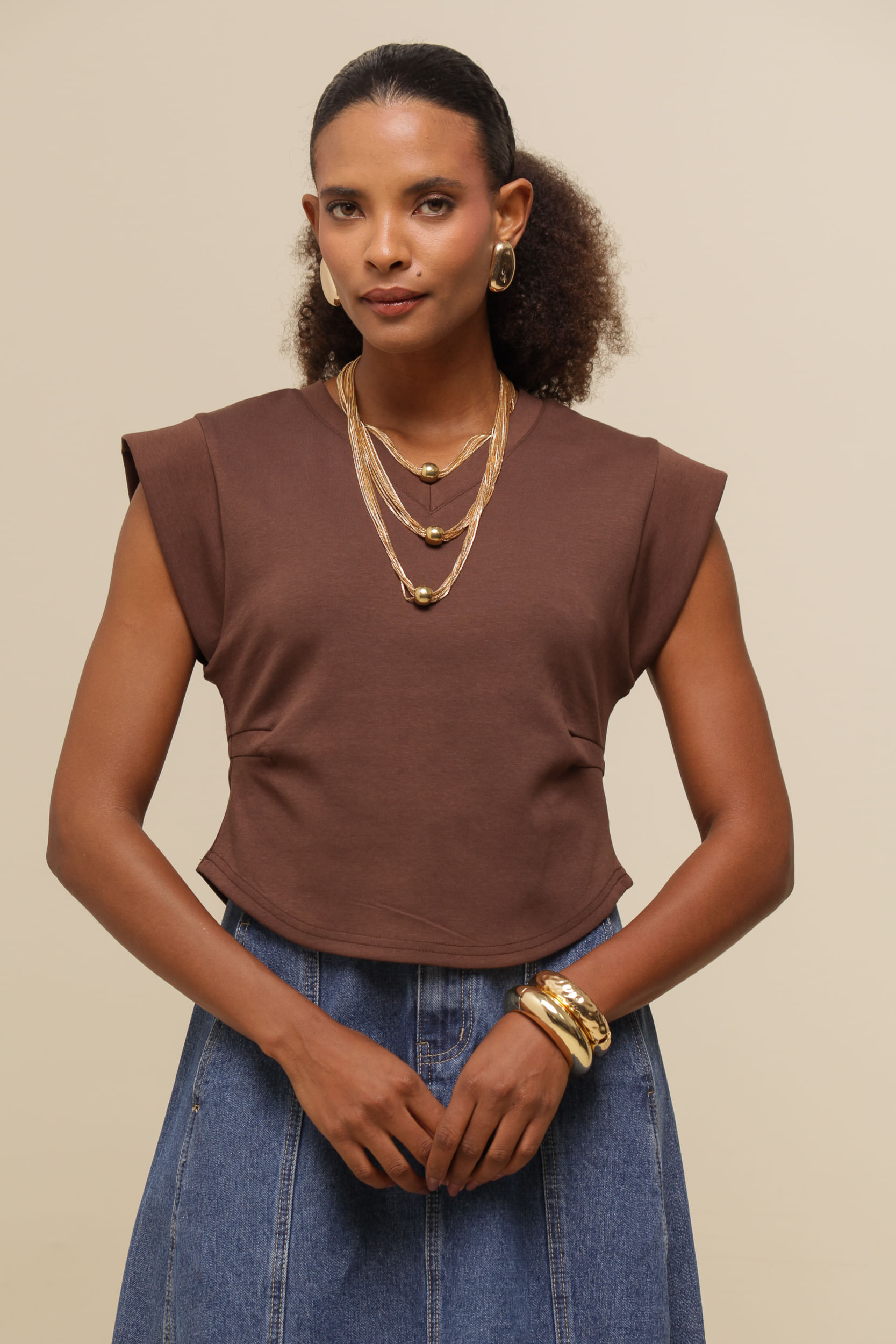 9036346 - Blusa Malha Manga Larga MARROM 9036346 - Blusa Malha Manga Larga MARROM