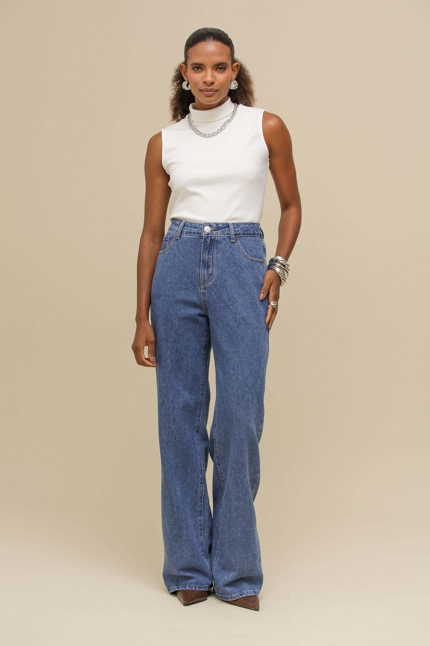 9036350 - Regata Rib Long Gola Alta BRANCO 9036350 - Regata Rib Long Gola Alta BRANCO