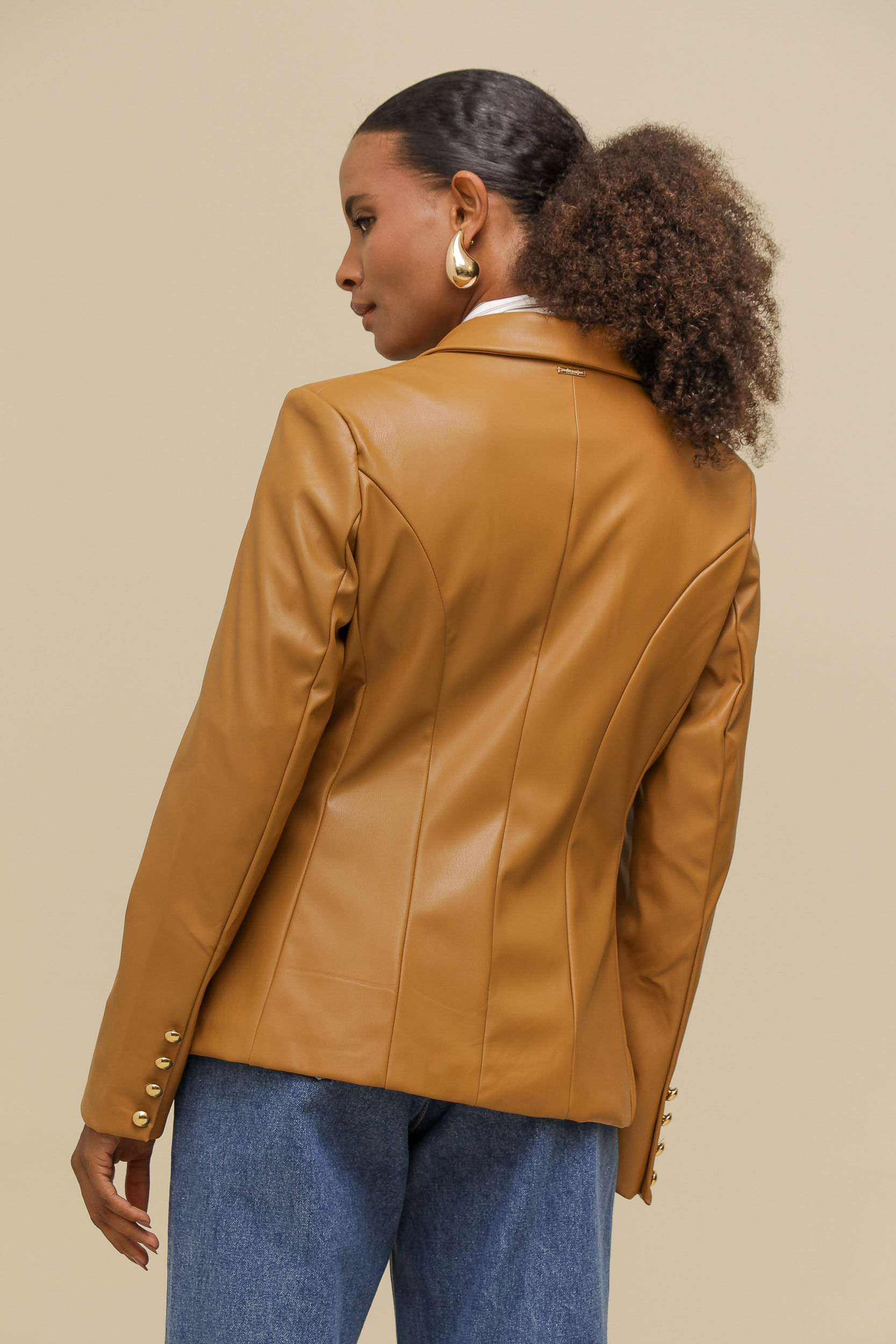 9036467 - Blazer de PU Transpassado  CAMEL