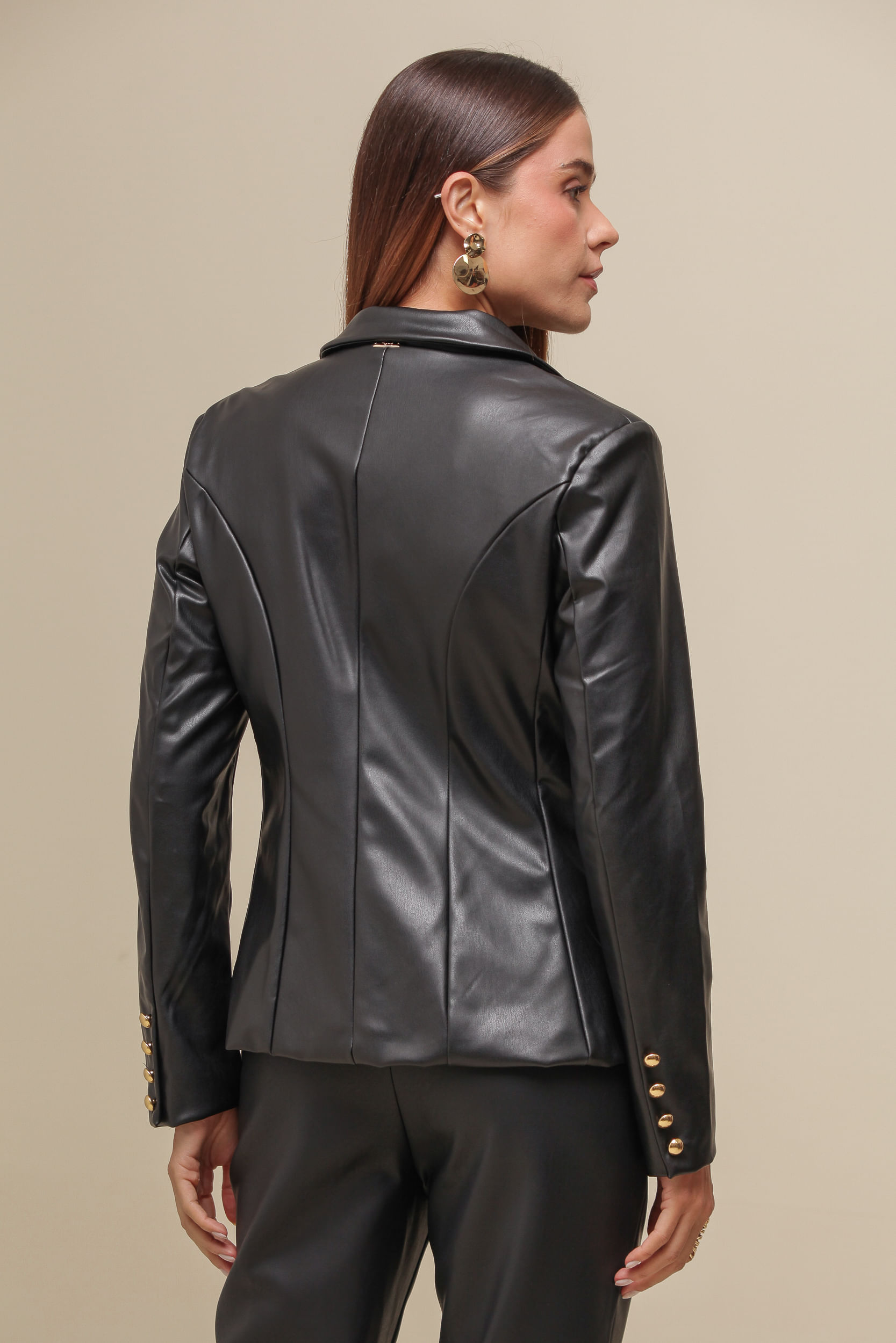 9036467 - Blazer de PU Transpassado PRETO 9036467 - Blazer de PU Transpassado PRETO