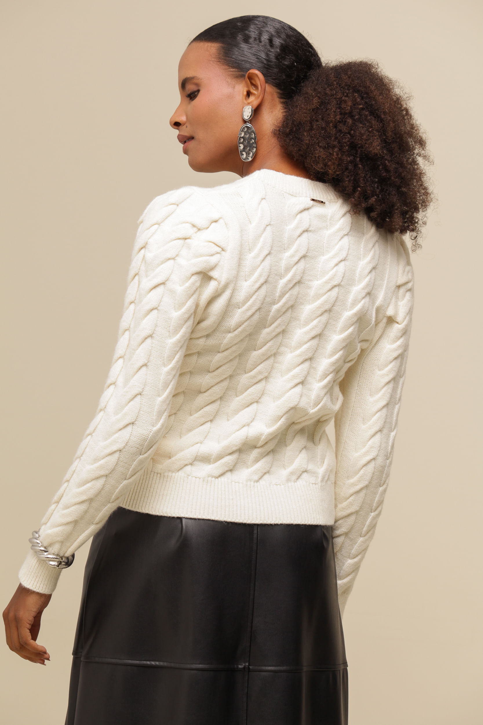 9036477 - Blusa Tricô Manga Longa Pérolas AREIA 9036477 - Blusa Tricô Manga Longa Pérolas AREIA
