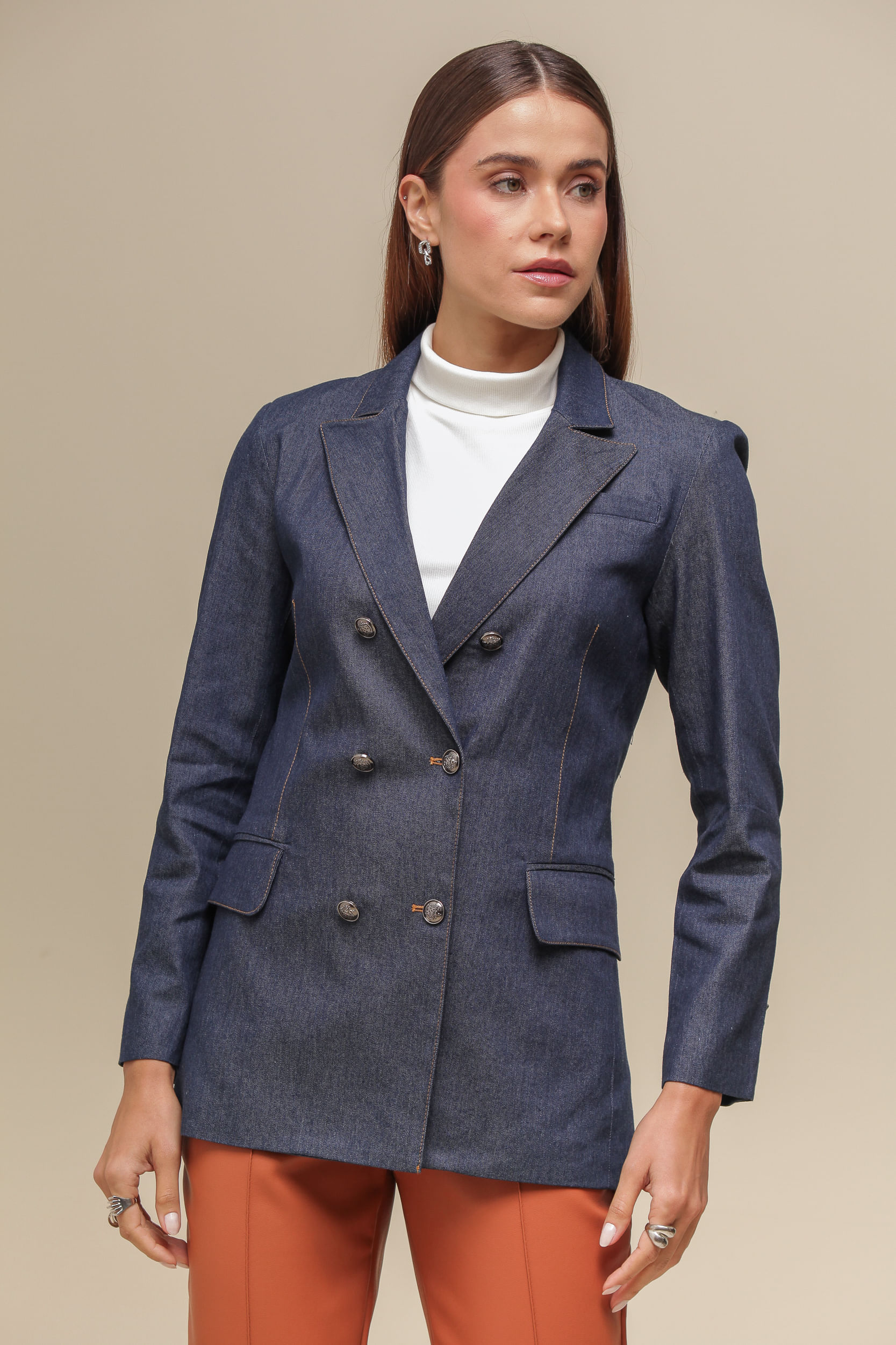 9036557 - Blazer Jeans Alongado  MARINHO 