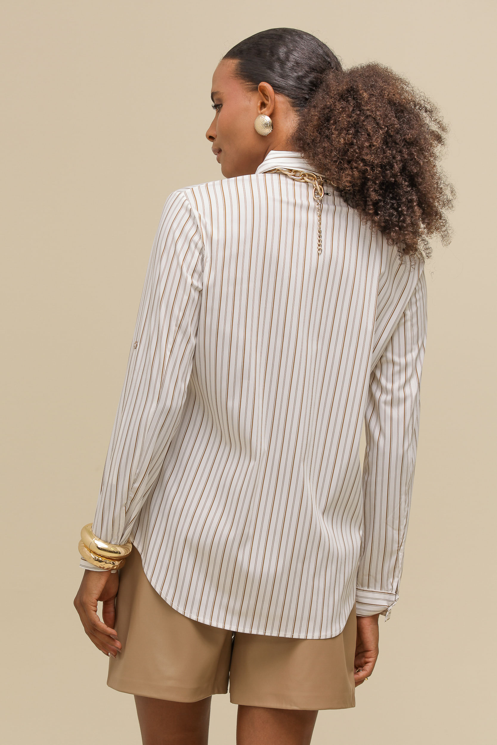 9036704 - Camisa Social Listrada MARROM 9036704 - Camisa Social Listrada MARROM