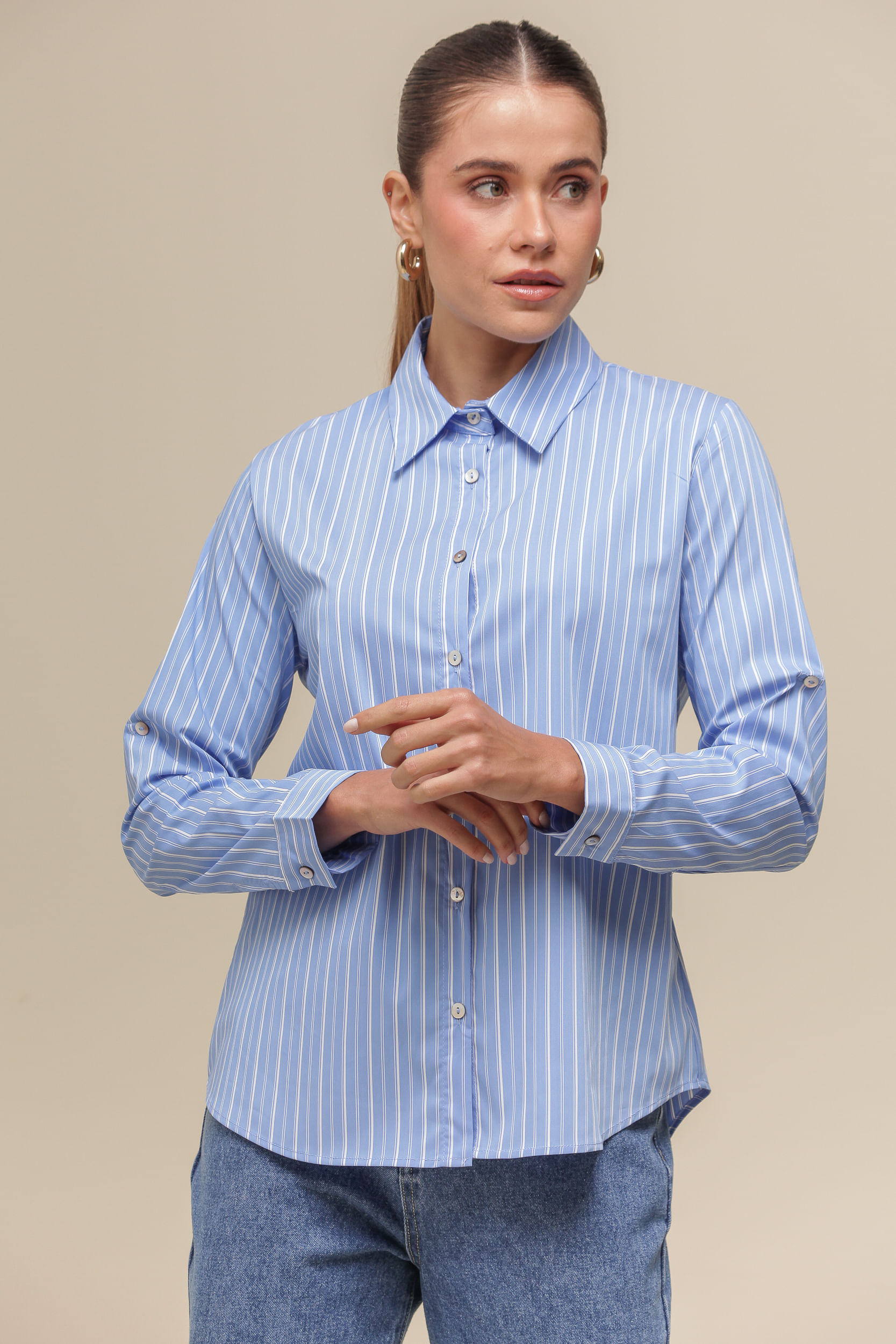 9036704 - Camisa Social Listrada AZUL 9036704 - Camisa Social Listrada AZUL