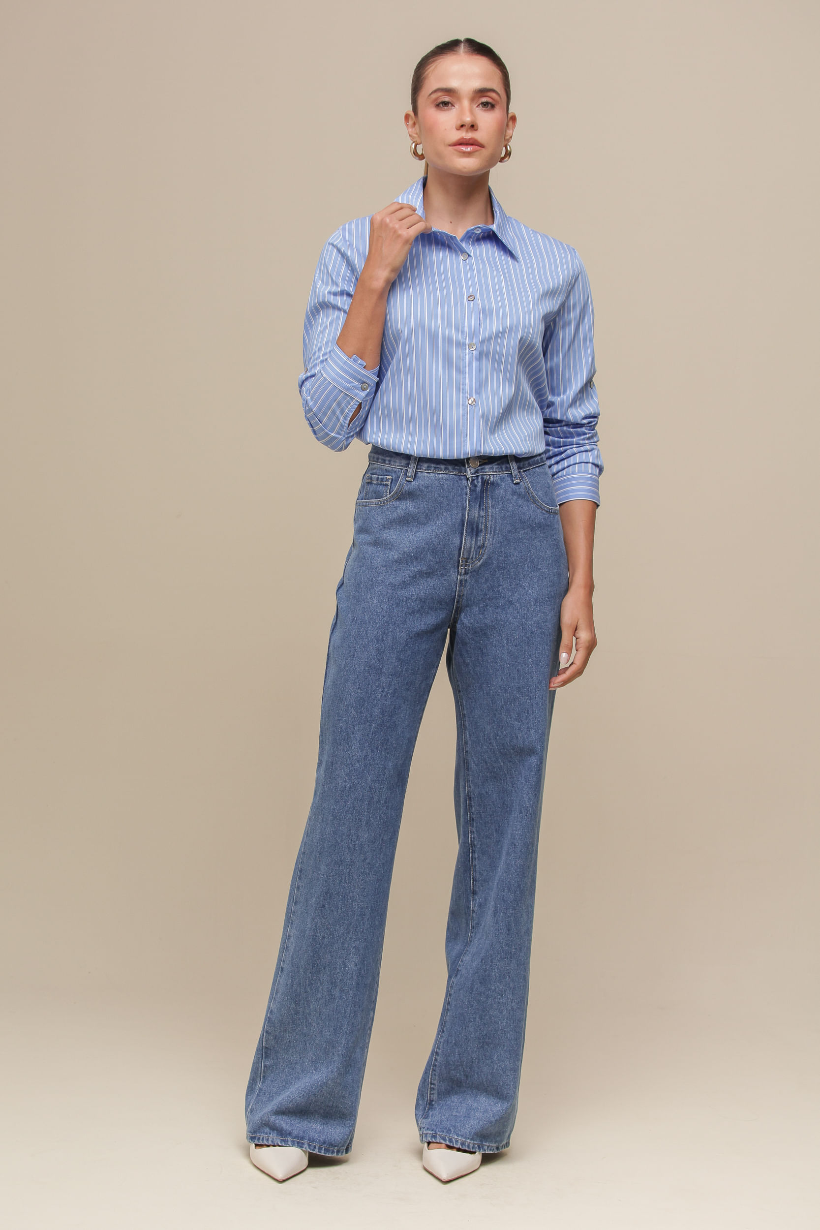 9036704 - Camisa Social Listrada AZUL 9036704 - Camisa Social Listrada AZUL