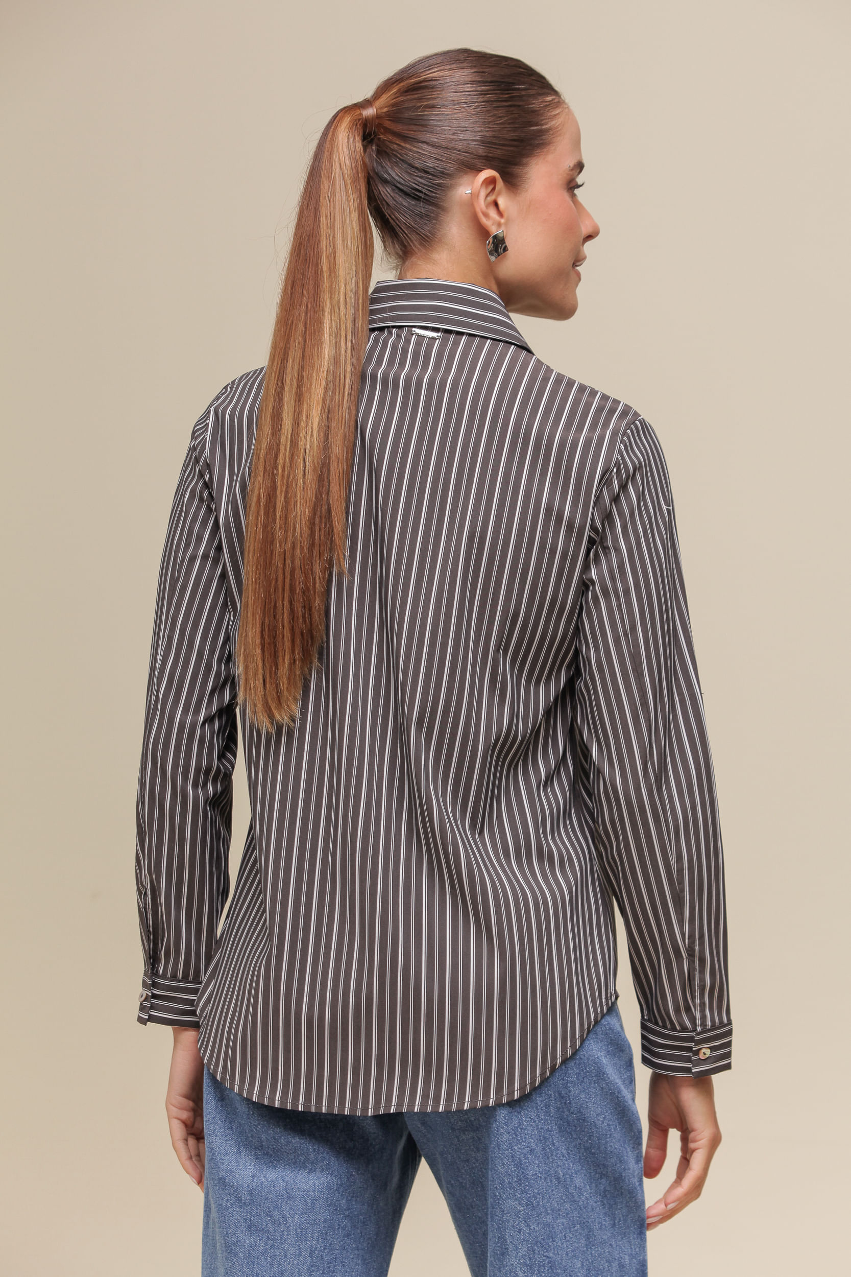 9036704 - Camisa Social Listrada CINZA 9036704 - Camisa Social Listrada CINZA