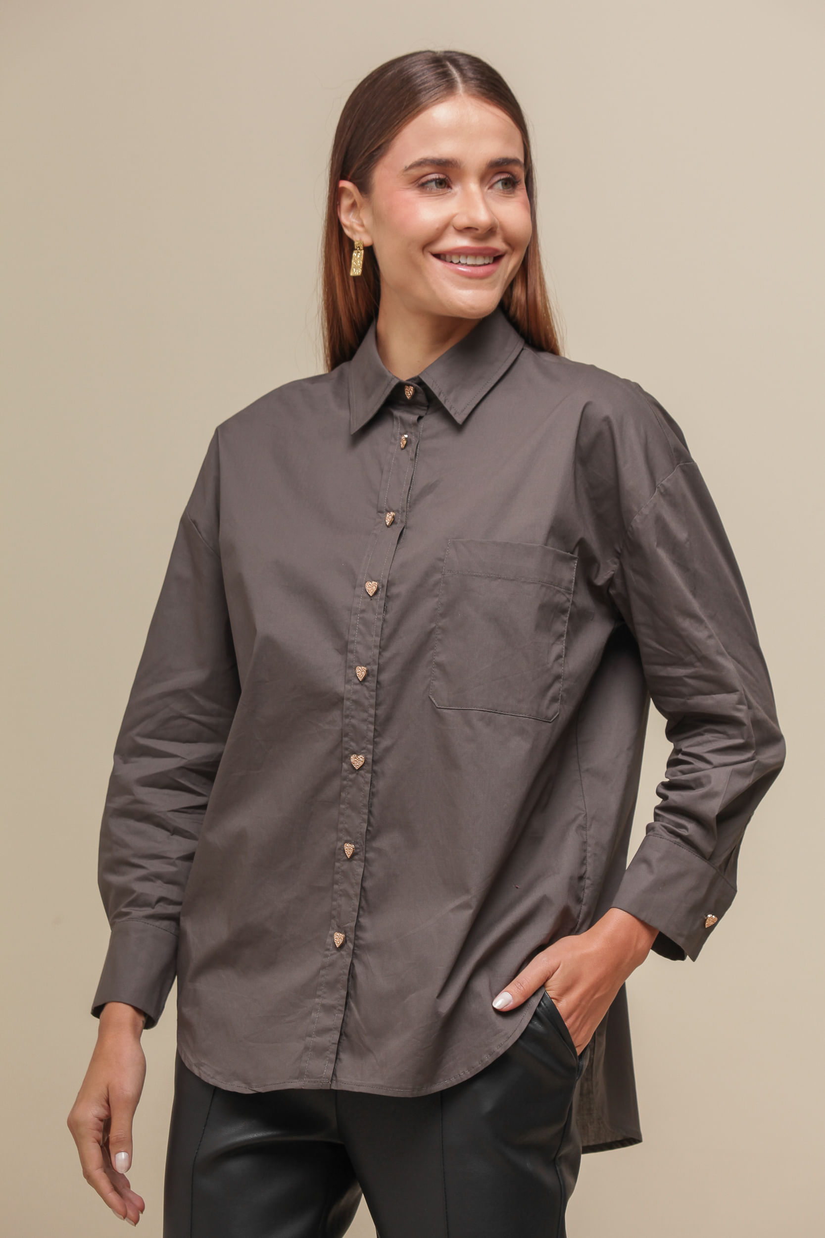 9036706 - Camisa Basic Bolso CINZA 9036706 - Camisa Basic Bolso CINZA