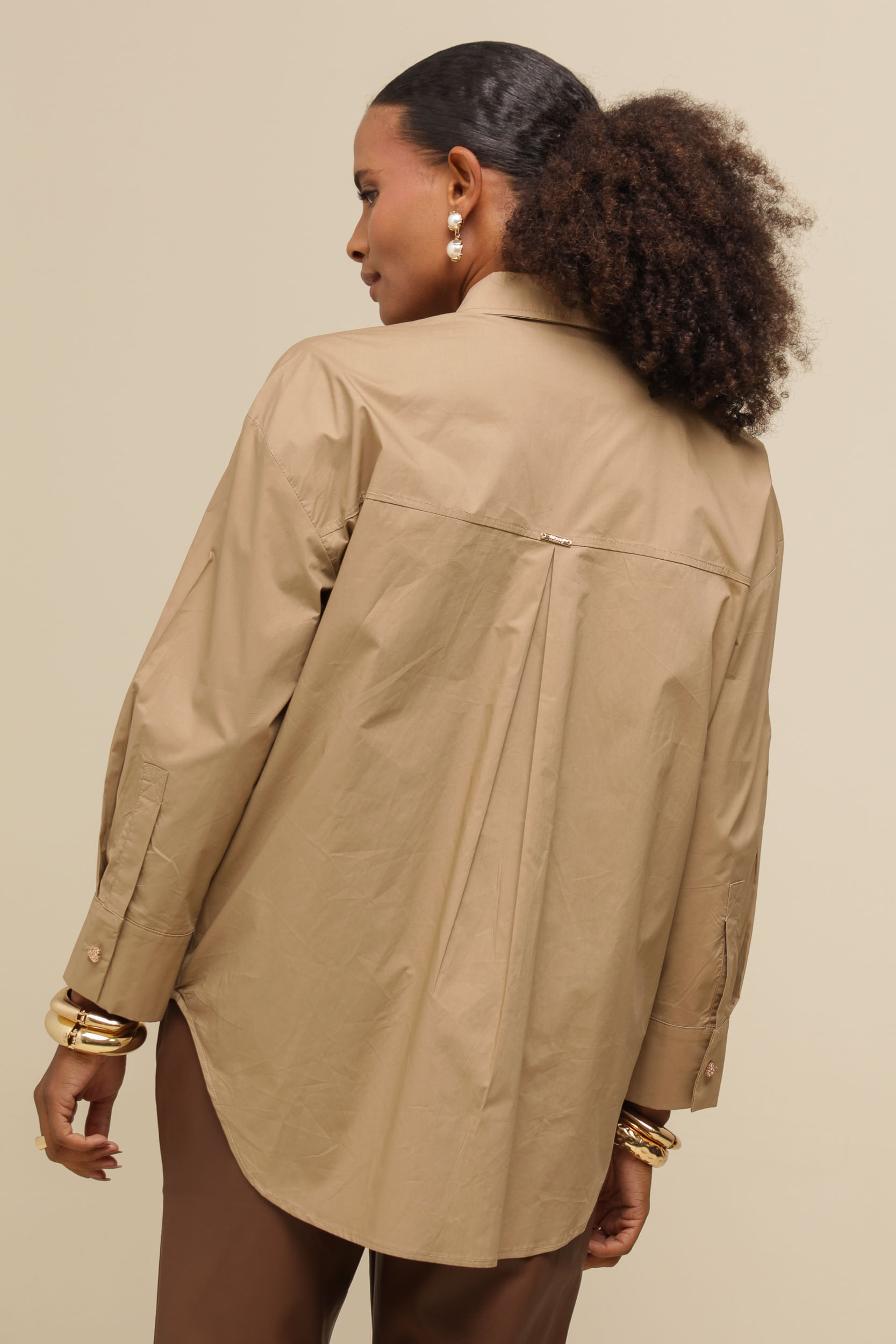 9036706 - Camisa Basic Bolso  BEGE