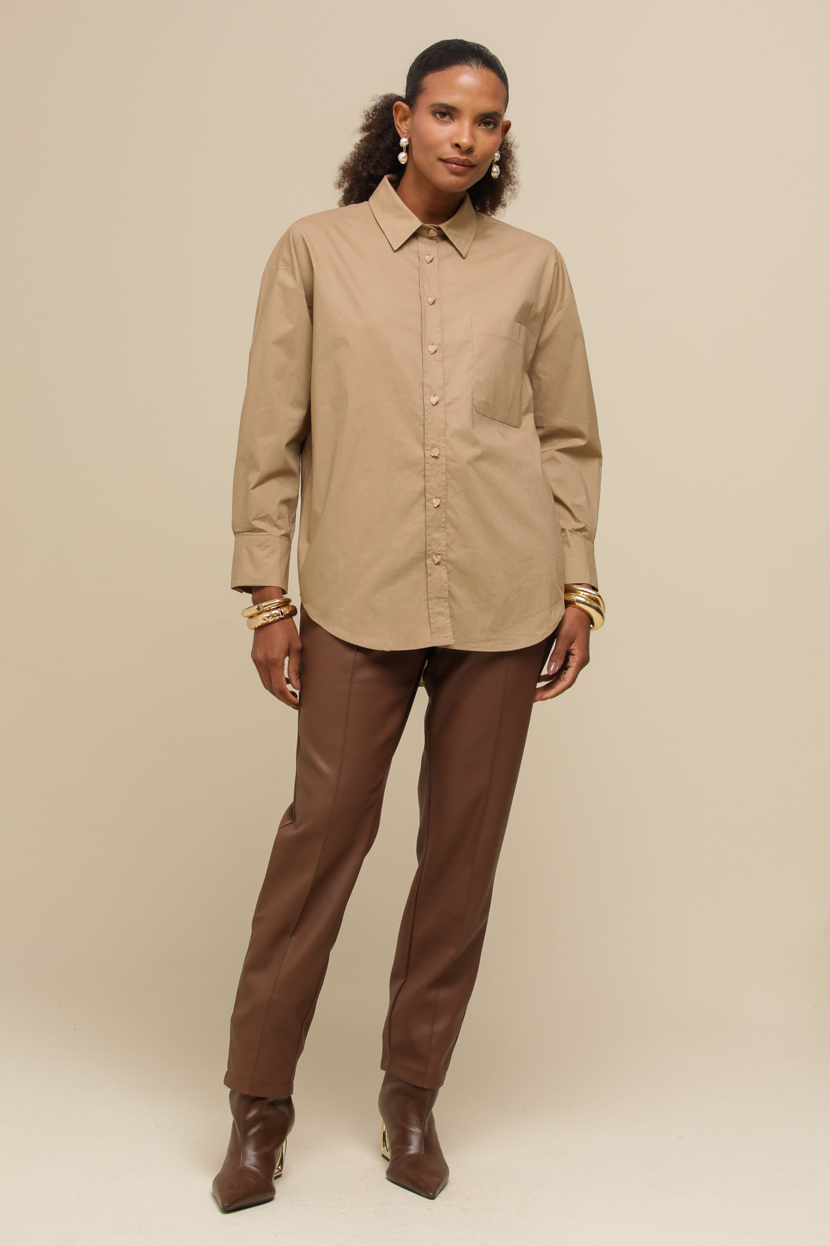 9036706 - Camisa Basic Bolso  BEGE