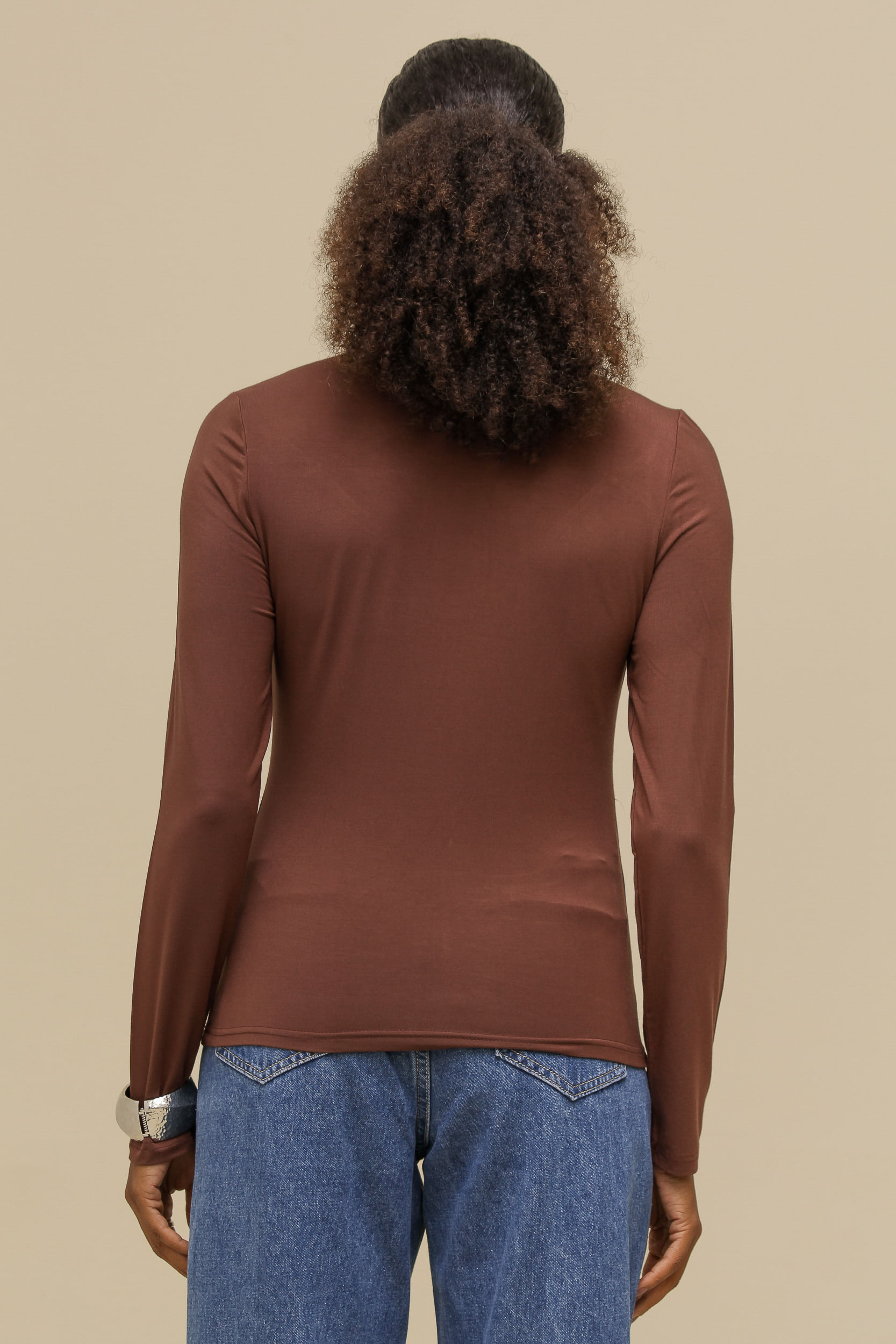 9036720 - Blusa de Malha Franzido na Frente MARROM 9036720 - Blusa de Malha Franzido na Frente MARROM