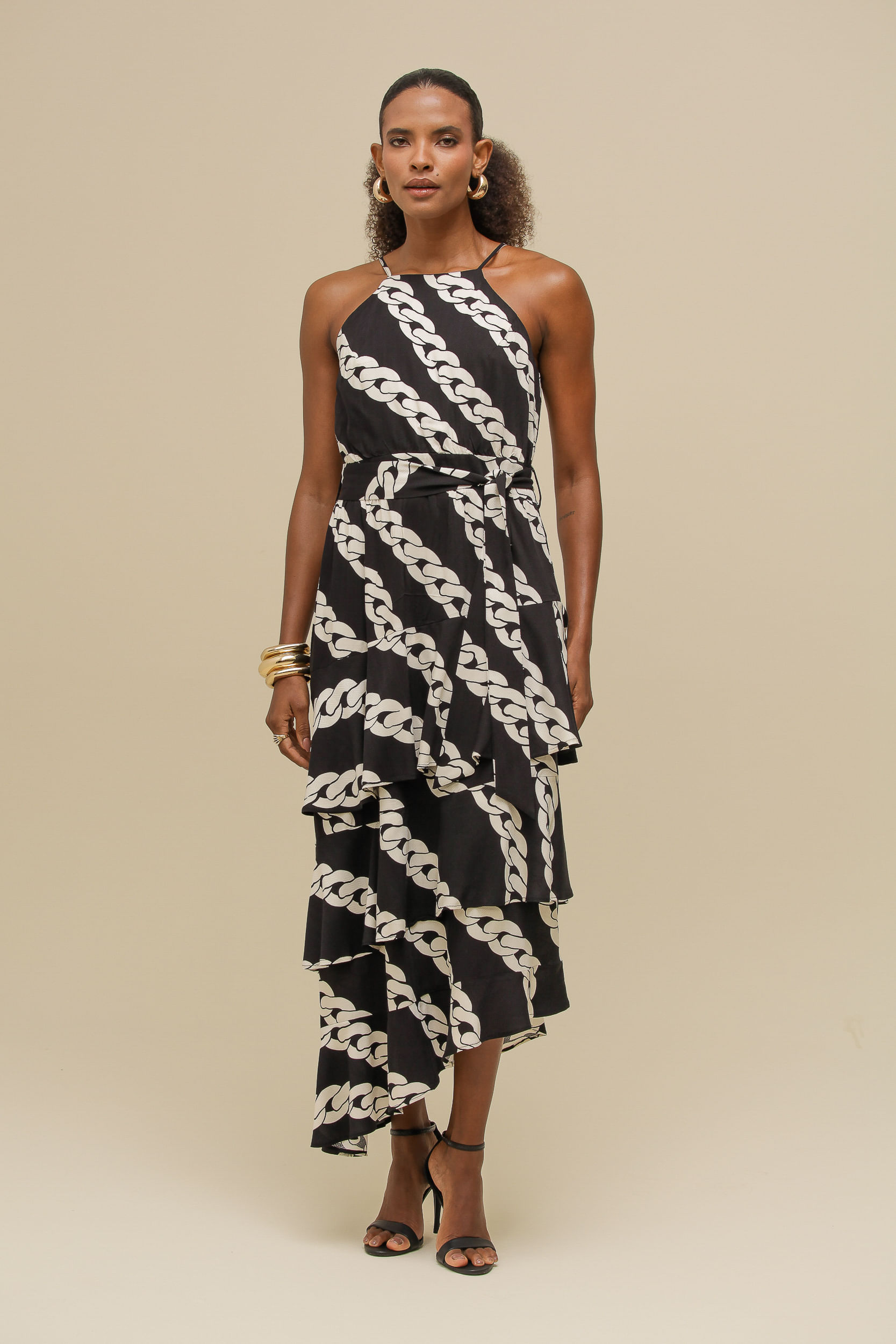 9036814 - Vestido Estampado Corrente PRETO