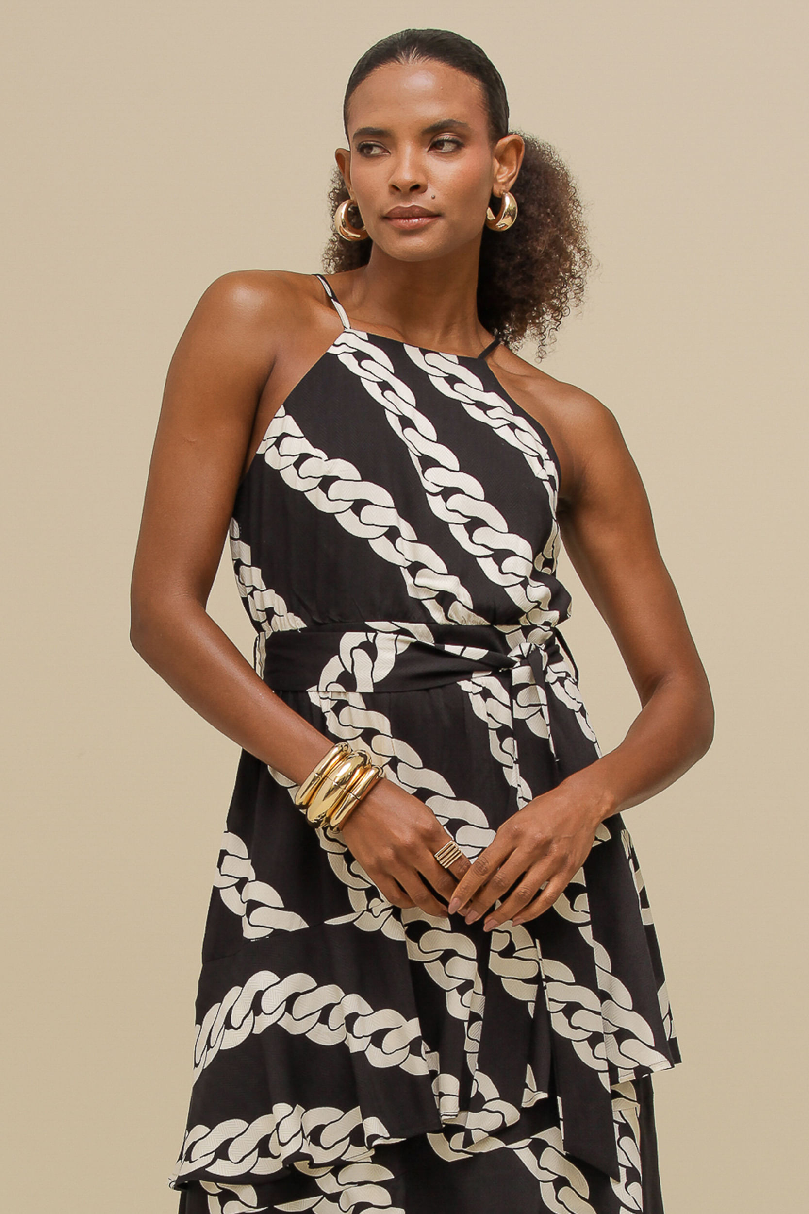 9036814 - Vestido Estampado Corrente PRETO