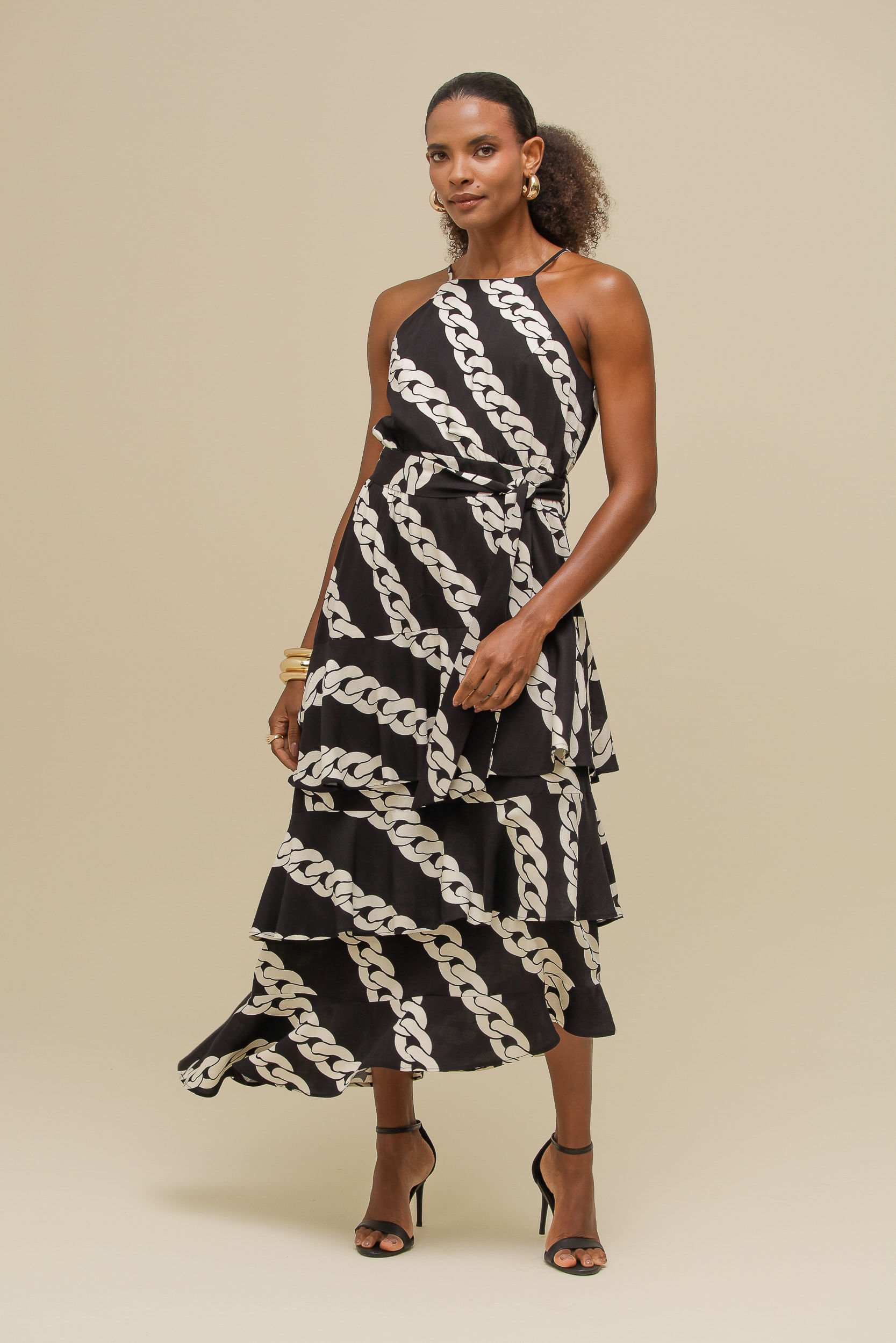 9036814 - Vestido Estampado Corrente PRETO
