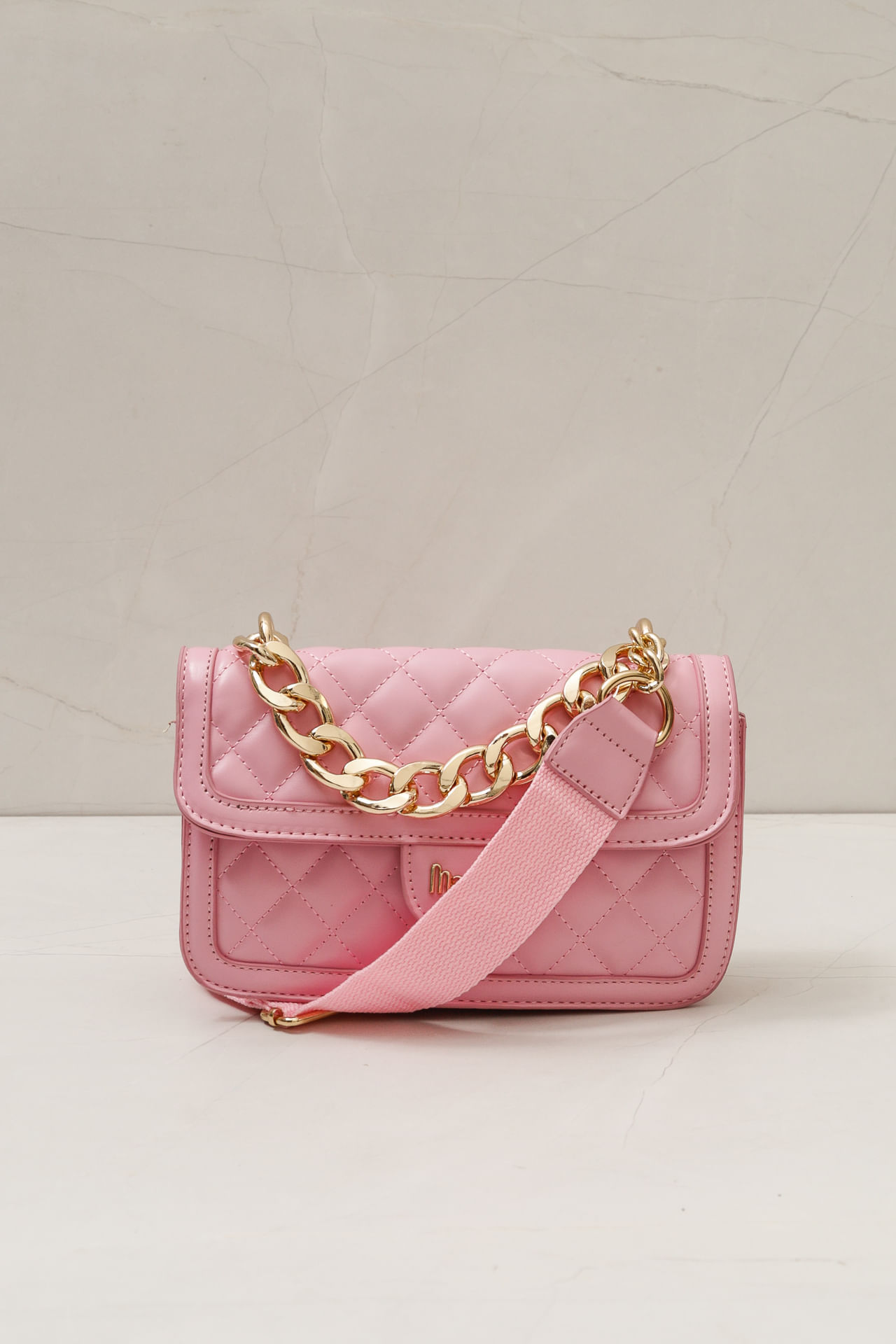 9035973 - Bolsa Clássica Flap Correntes Elos ROSA 9035973 - Bolsa Clássica Flap Correntes Elos ROSA