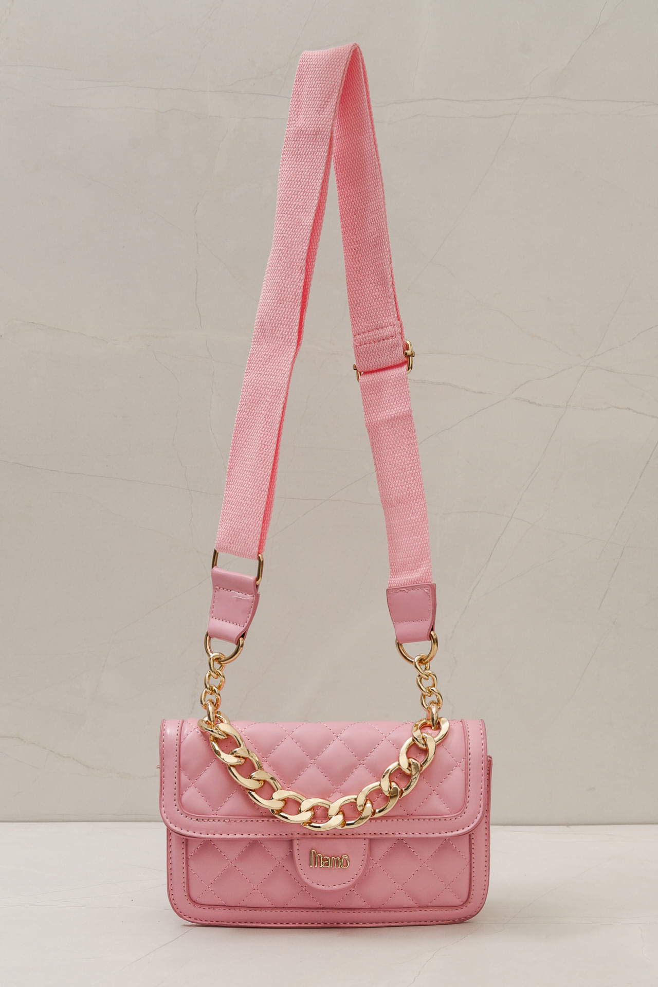 9035973 - Bolsa Clássica Flap Correntes Elos ROSA 9035973 - Bolsa Clássica Flap Correntes Elos ROSA