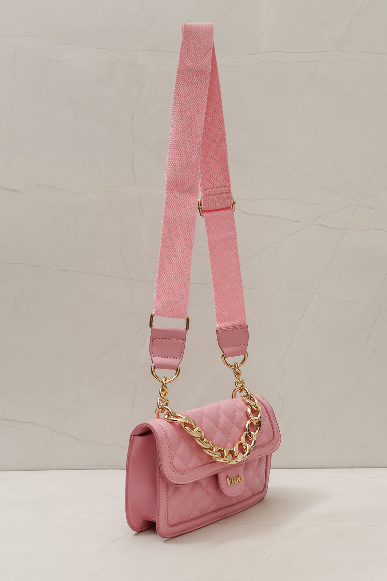 9035973 - Bolsa Clássica Flap Correntes Elos ROSA 9035973 - Bolsa Clássica Flap Correntes Elos ROSA