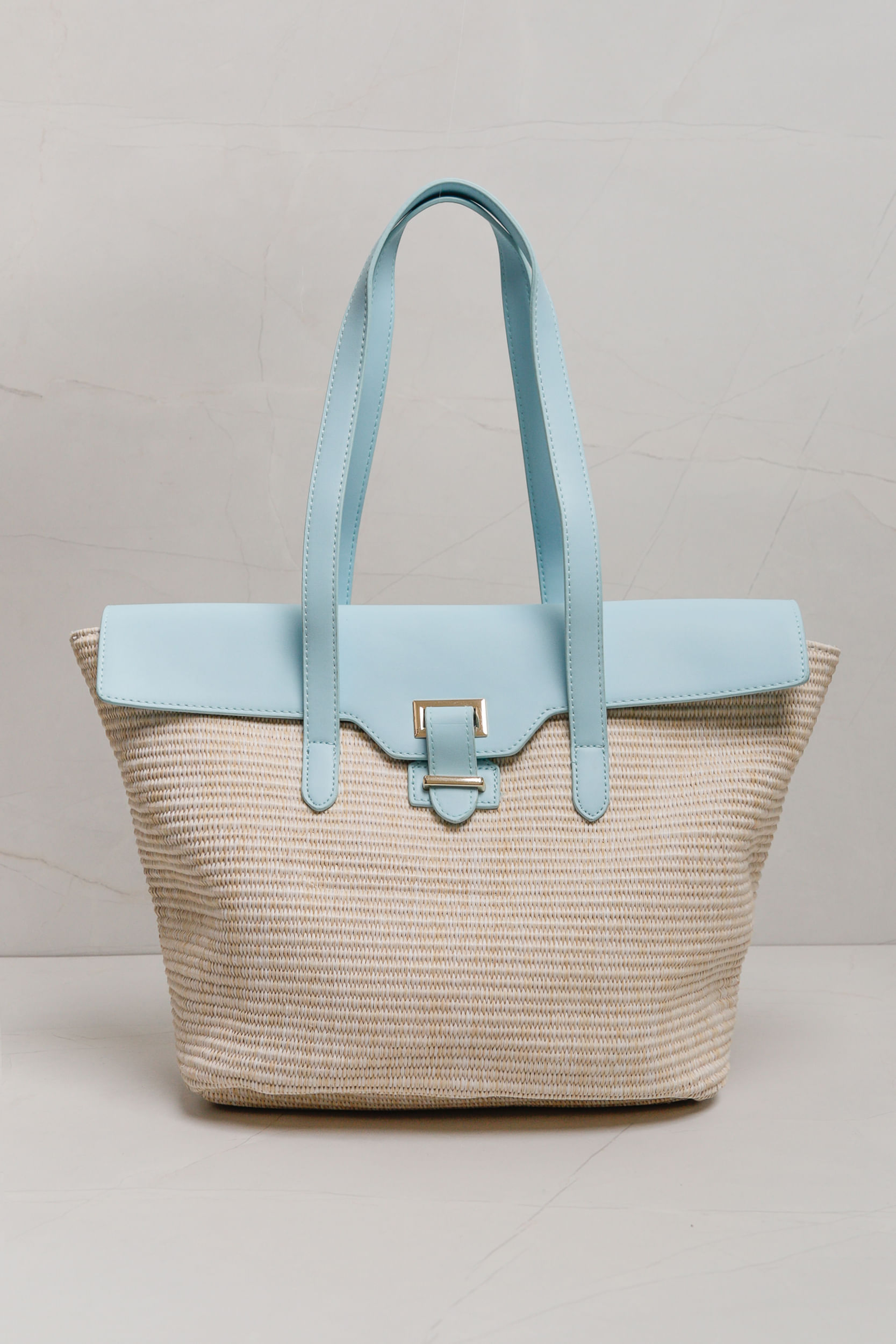 9036232 - Bolsa de Palha Chic  AZUL - Imagem 1