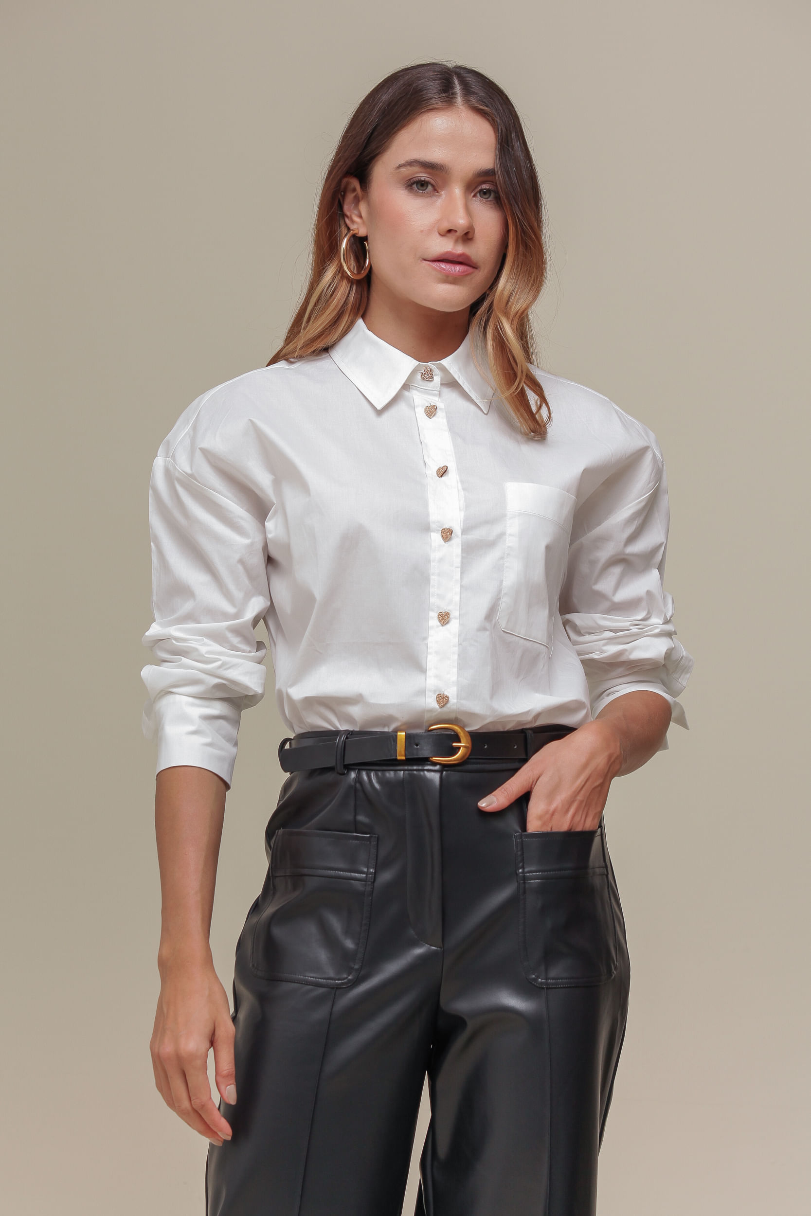 9036706 - Camisa Basic Bolso  OFF-WHITE
