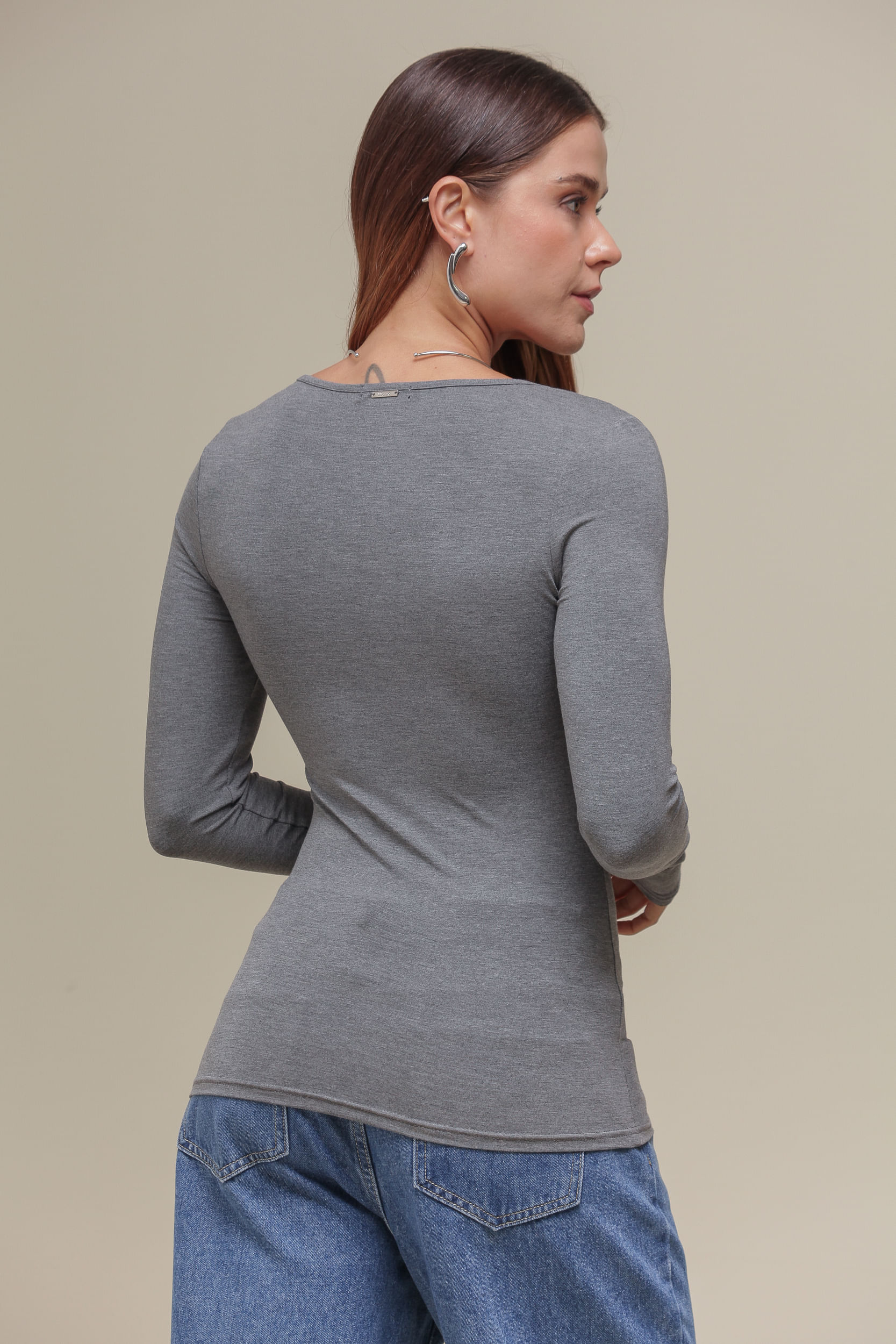 9036785 - Blusa Manga Longa Detalhe Franzido Busto MESCLA 9036785 - Blusa Manga Longa Detalhe Franzido Busto MESCLA