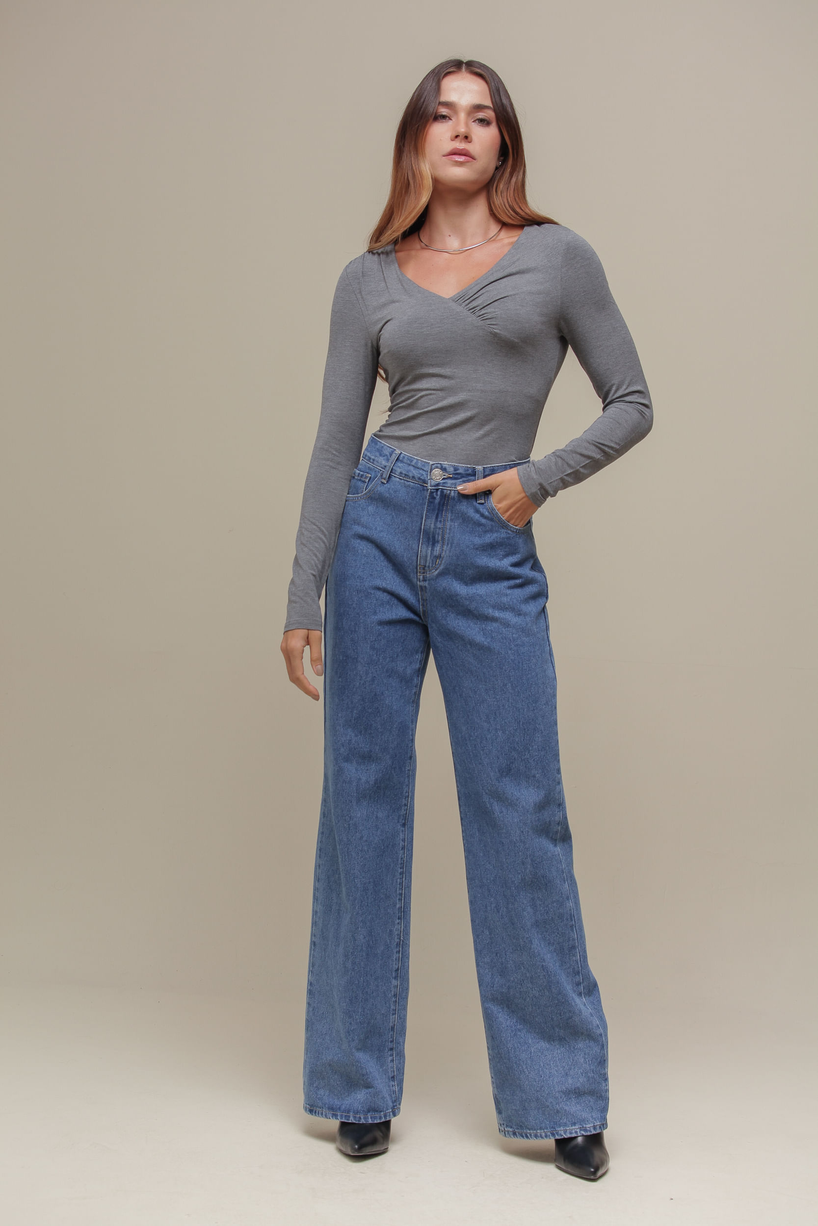 9036785 - Blusa Manga Longa Detalhe Franzido Busto MESCLA 9036785 - Blusa Manga Longa Detalhe Franzido Busto MESCLA