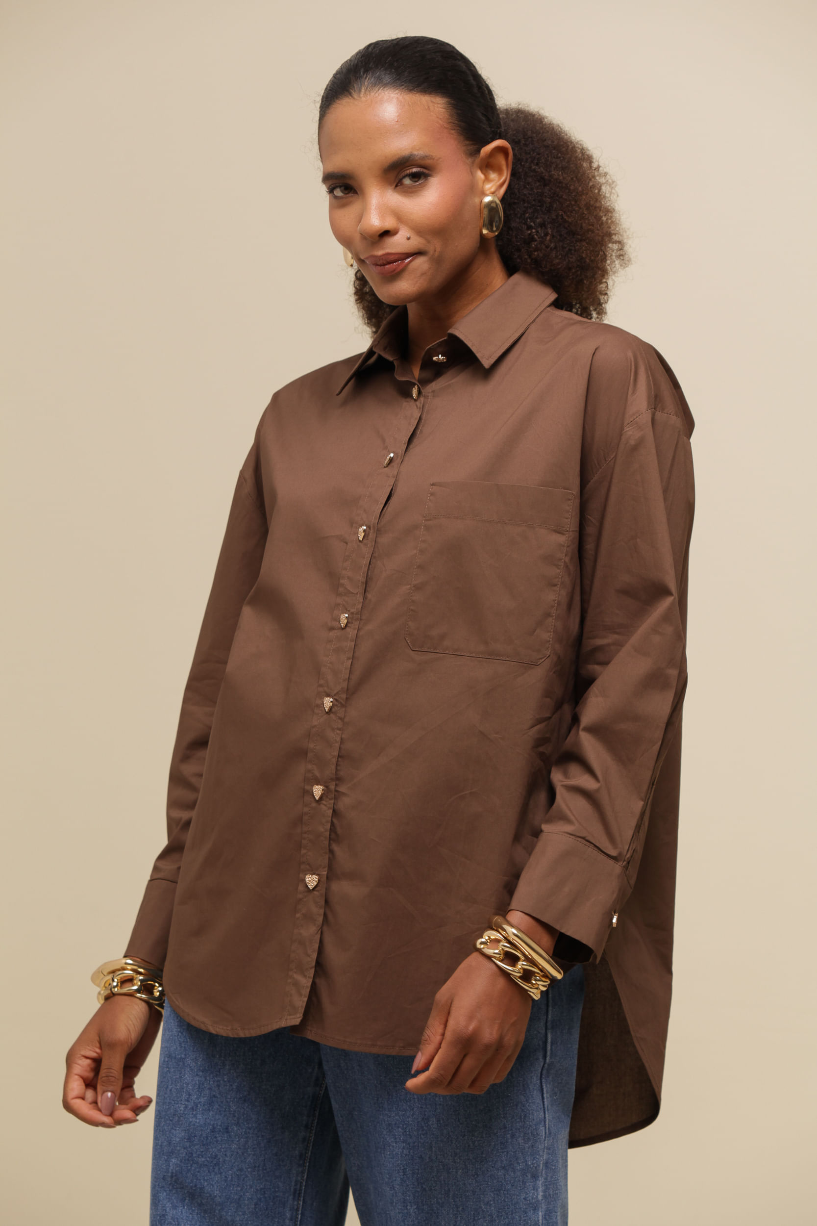 9036706 - Camisa Basic Bolso MARROM 9036706 - Camisa Basic Bolso MARROM