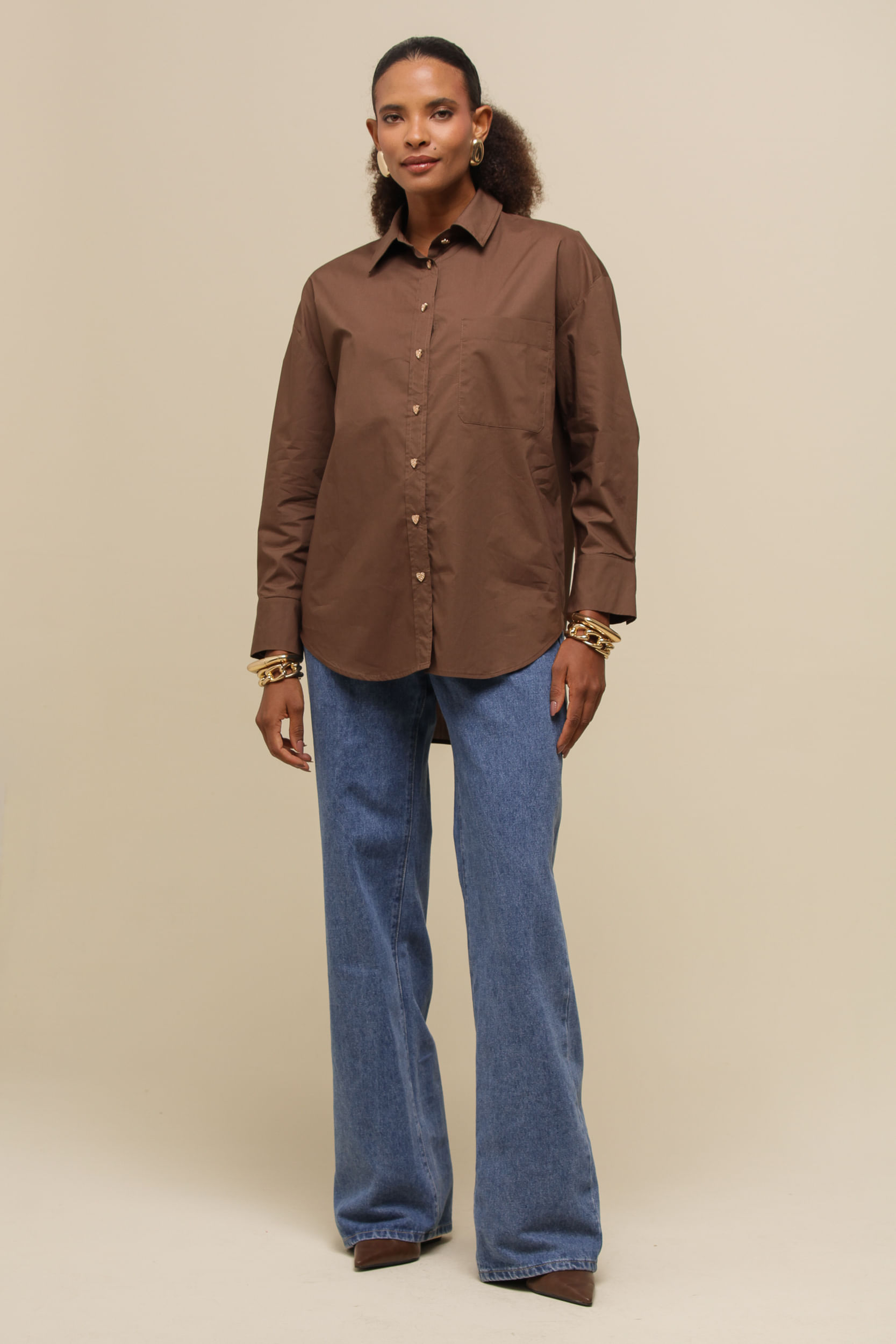 9036706 - Camisa Basic Bolso MARROM 9036706 - Camisa Basic Bolso MARROM